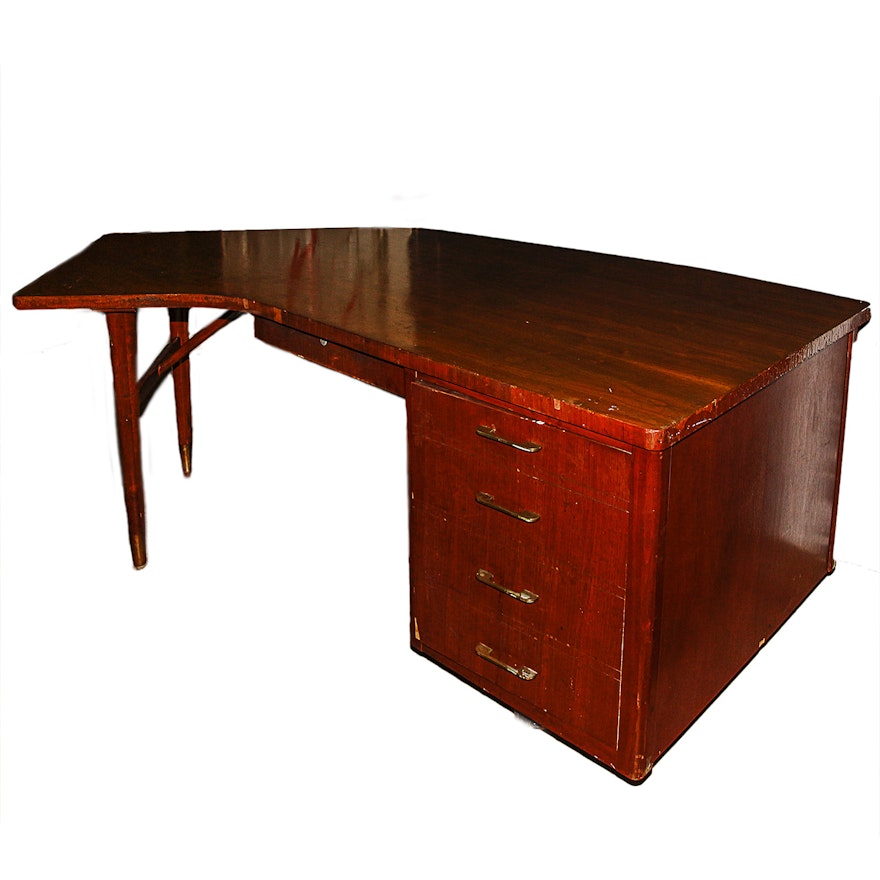 Vintage Mid Century Modern Wooden Desk