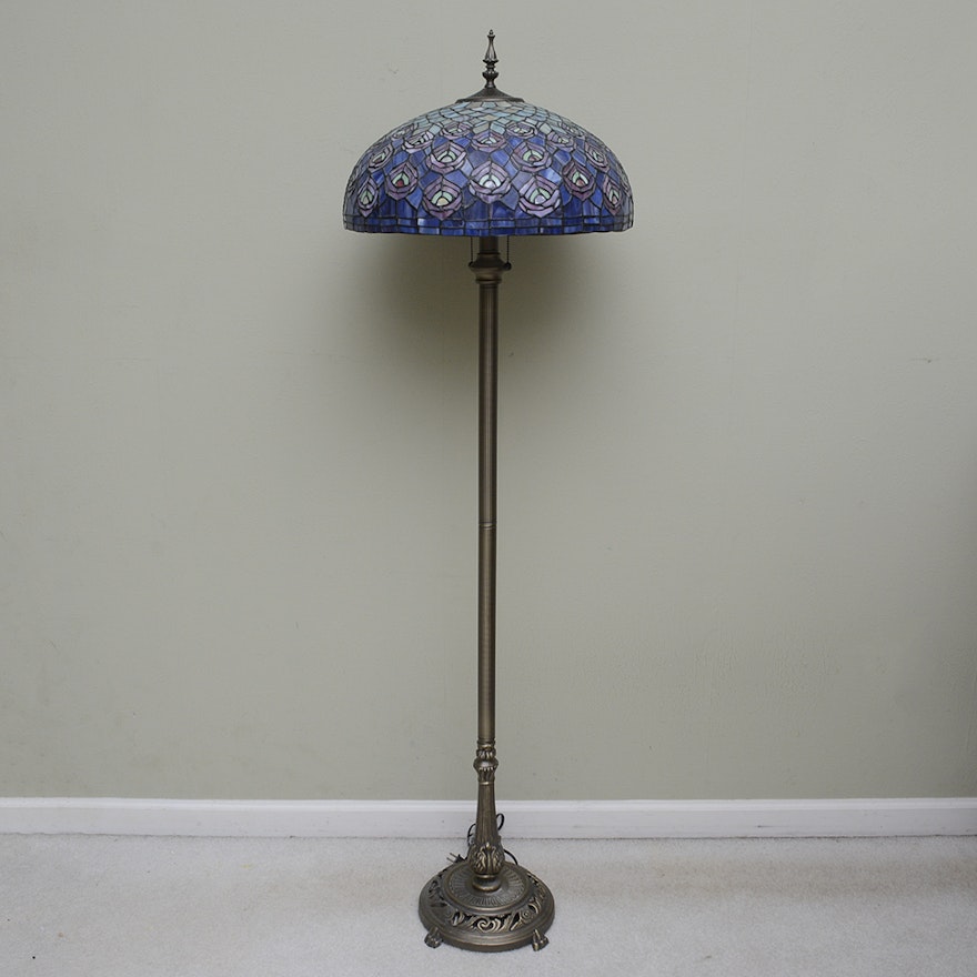 Floor Lamp with Stained Glass Shade