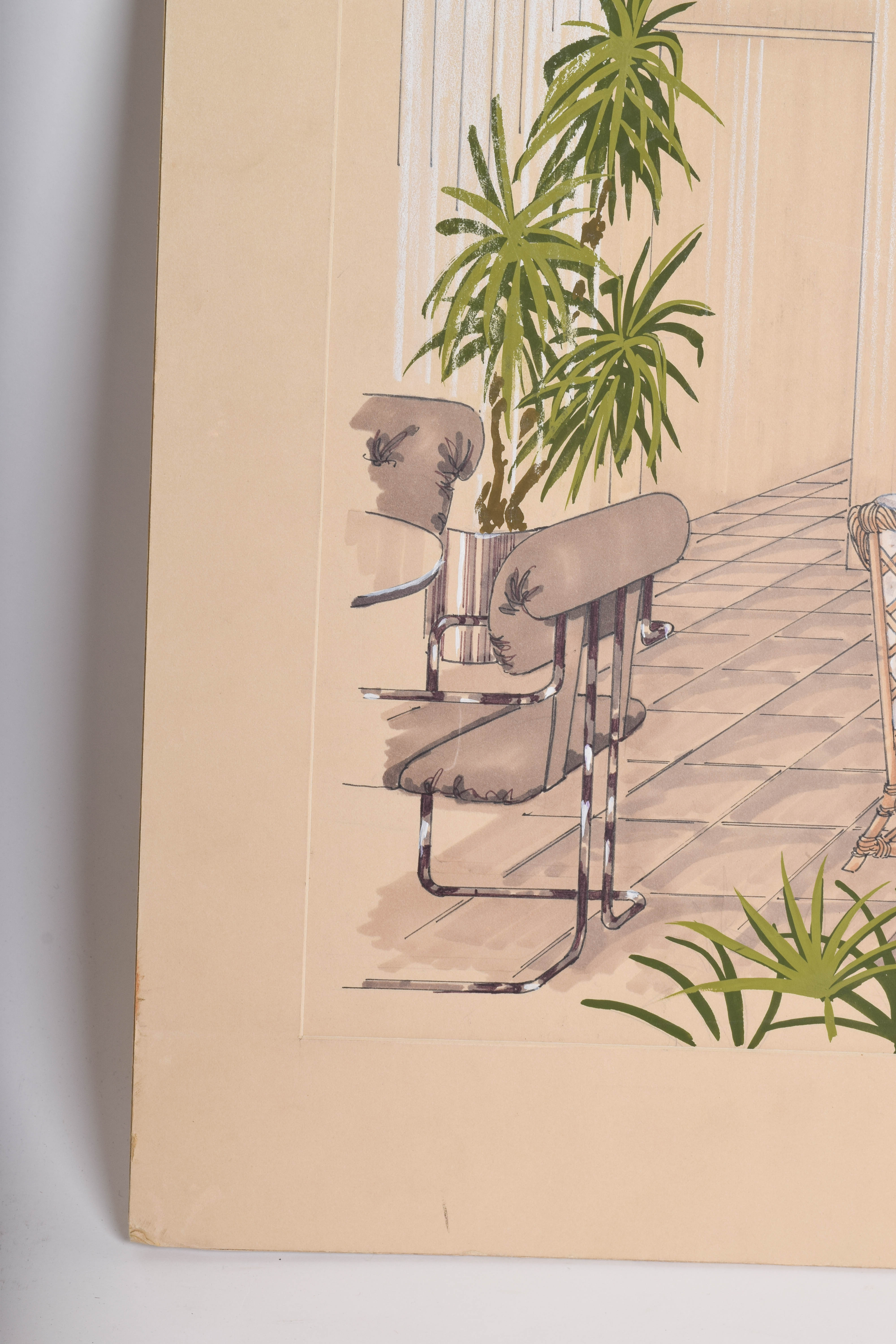 Gene Zettle Watercolor and Gouache Painting on Paper