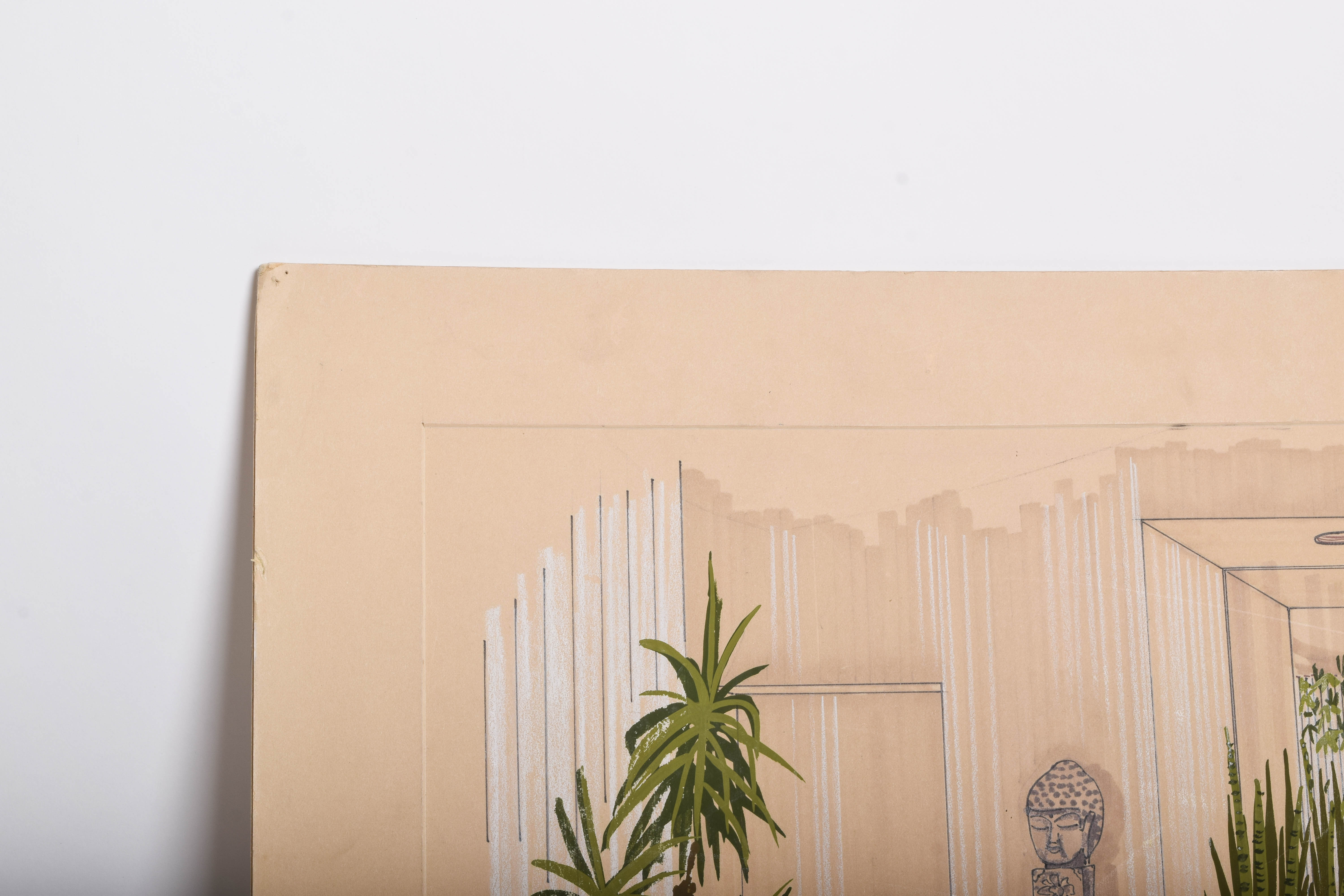 Gene Zettle Watercolor and Gouache Painting on Paper