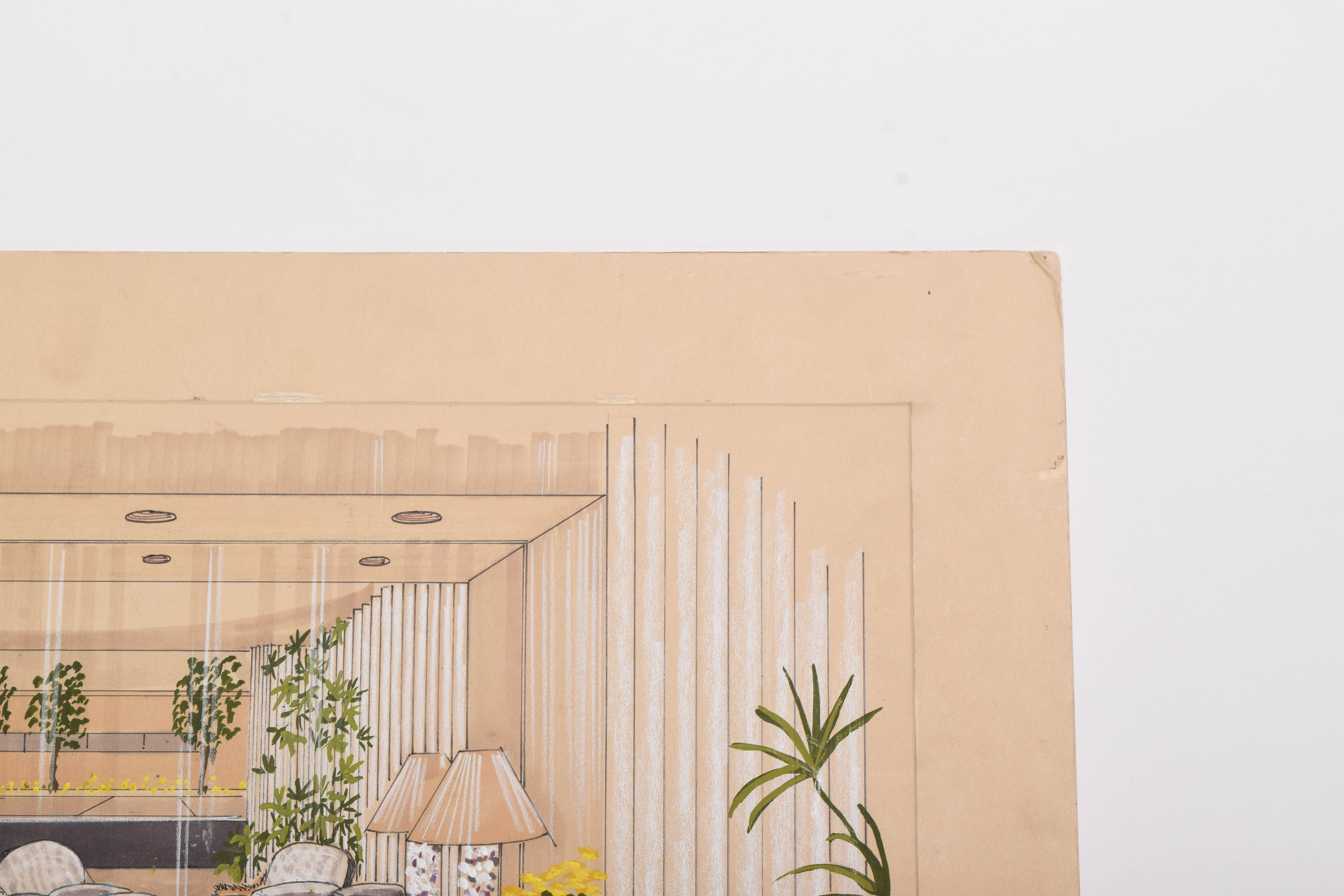 Gene Zettle Watercolor and Gouache Painting on Paper