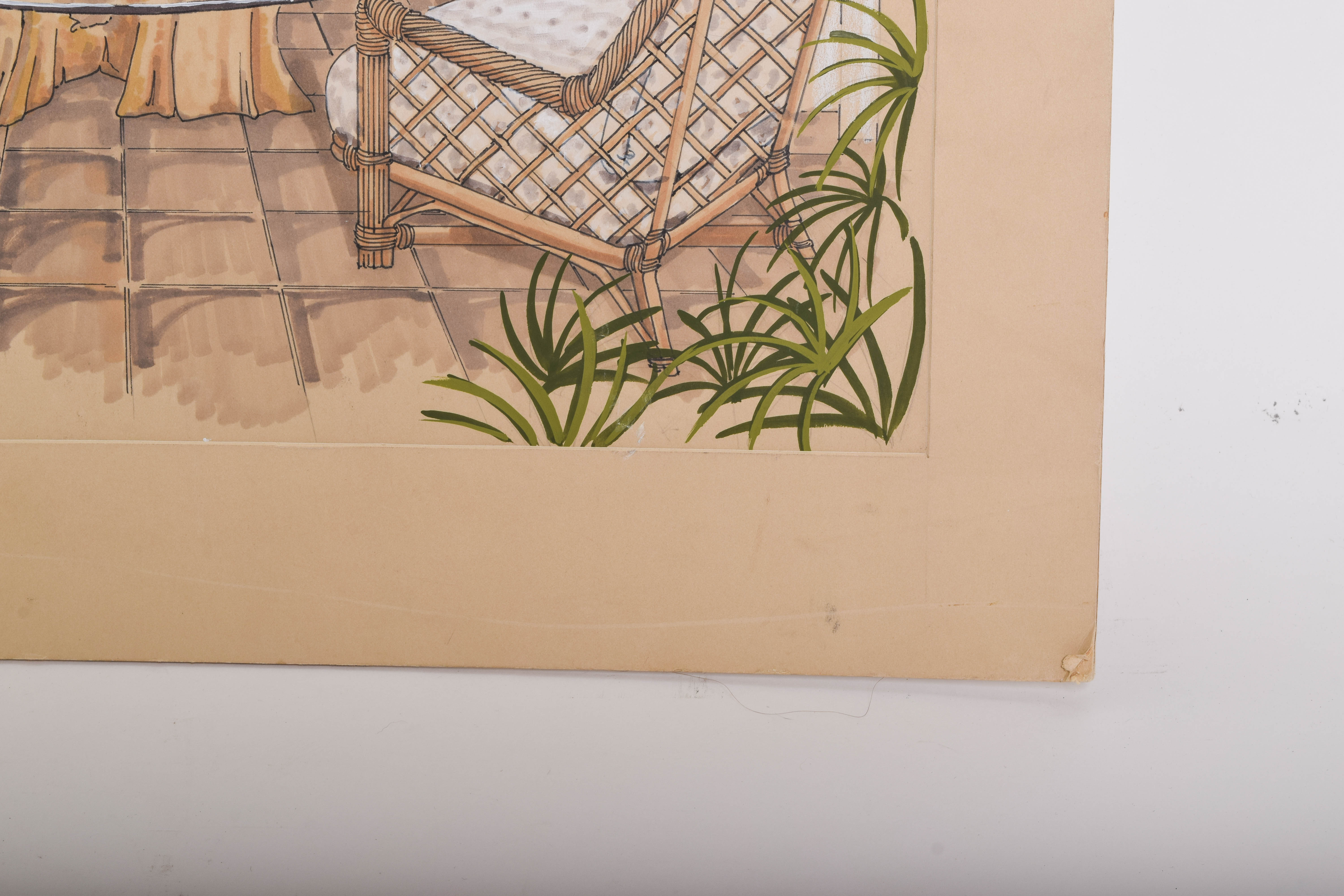 Gene Zettle Watercolor and Gouache Painting on Paper