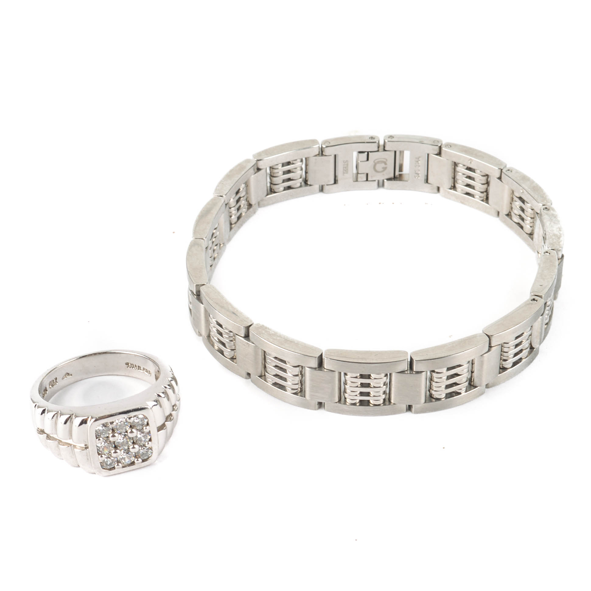 Simon G Stainless Steel Bracelet and Sterling Silver Ring
