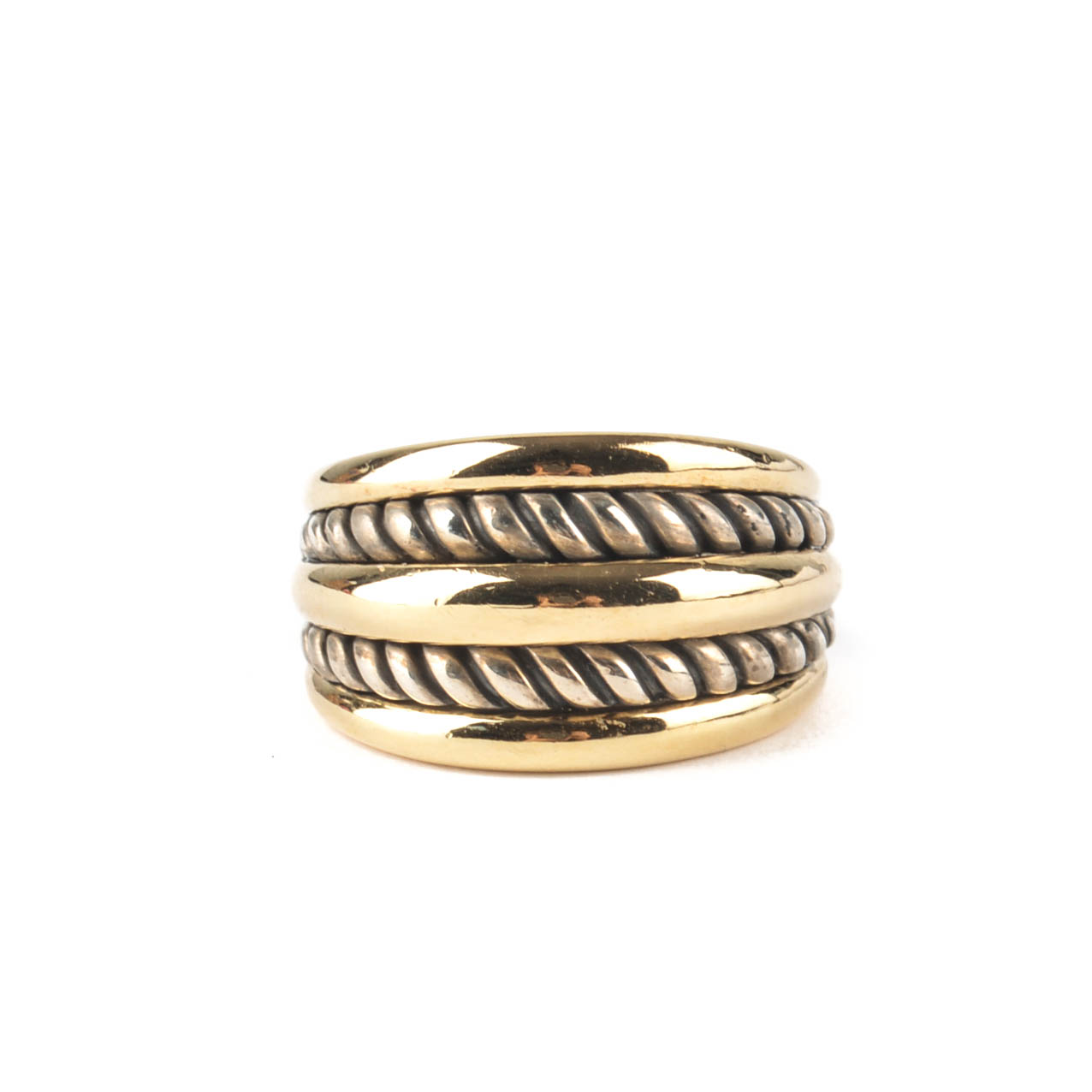 David Yurman Sterling Silver and 18K Yellow Gold Ring