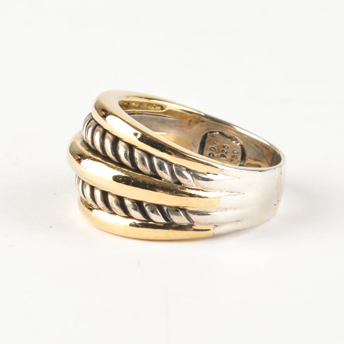 David Yurman Sterling Silver and 18K Yellow Gold Ring