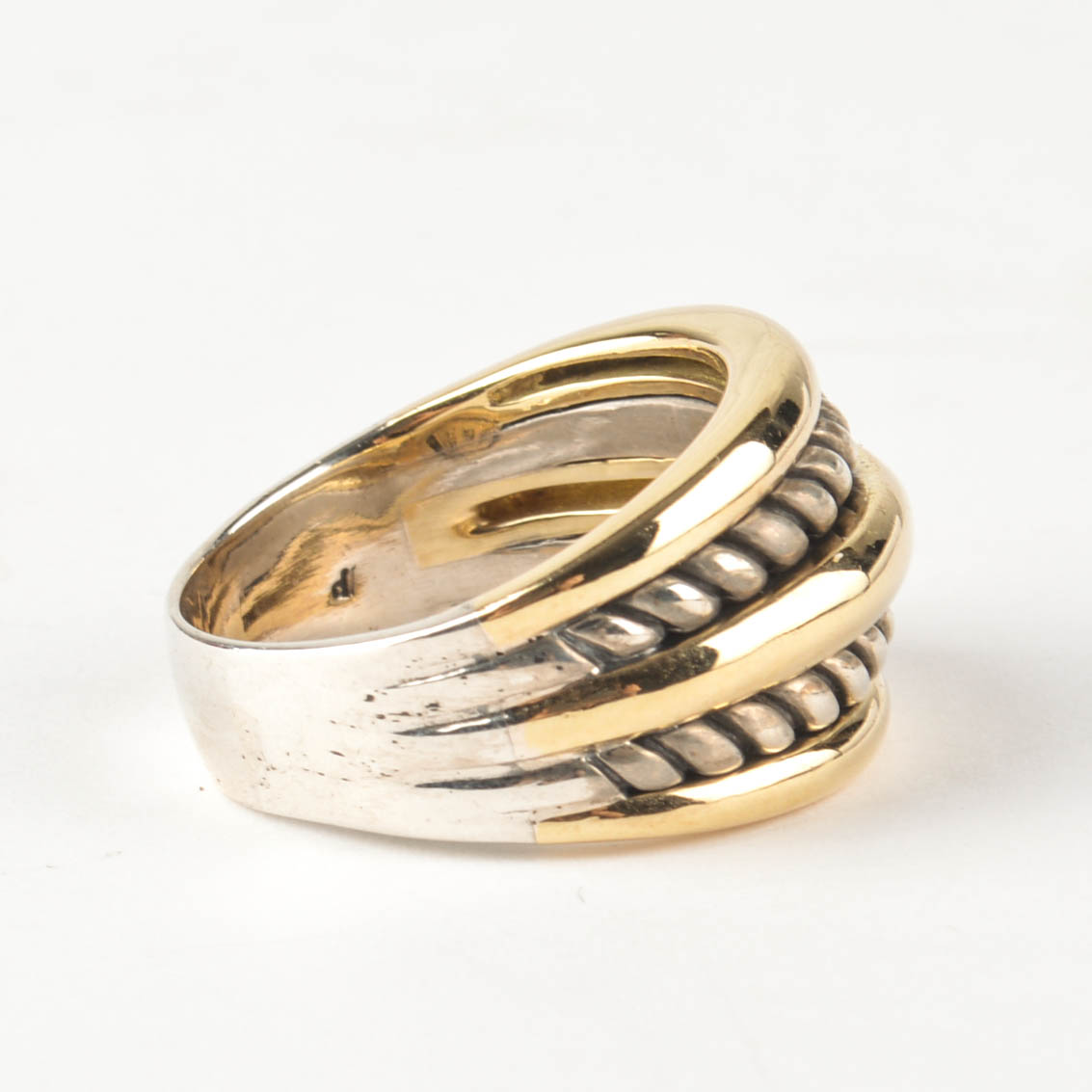 David Yurman Sterling Silver and 18K Yellow Gold Ring