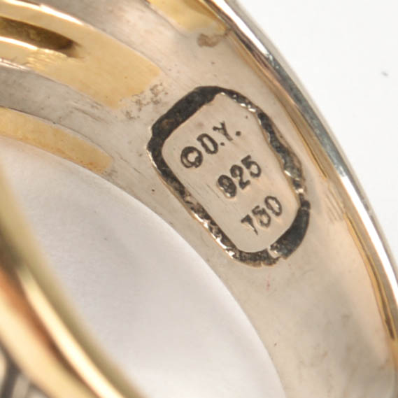 David Yurman Sterling Silver and 18K Yellow Gold Ring