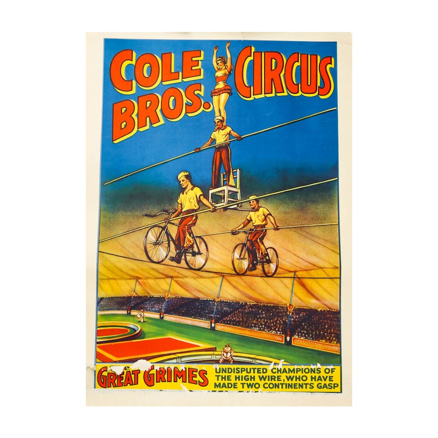 Vintage Cole Brothers Circus Poster