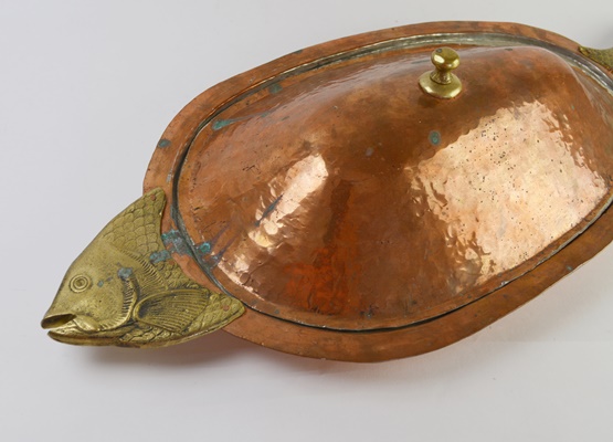 Copper and Brass Lidded Fish Platter