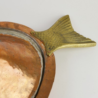 Copper and Brass Lidded Fish Platter