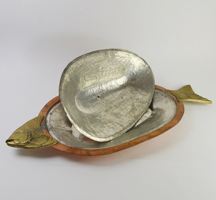 Copper and Brass Lidded Fish Platter