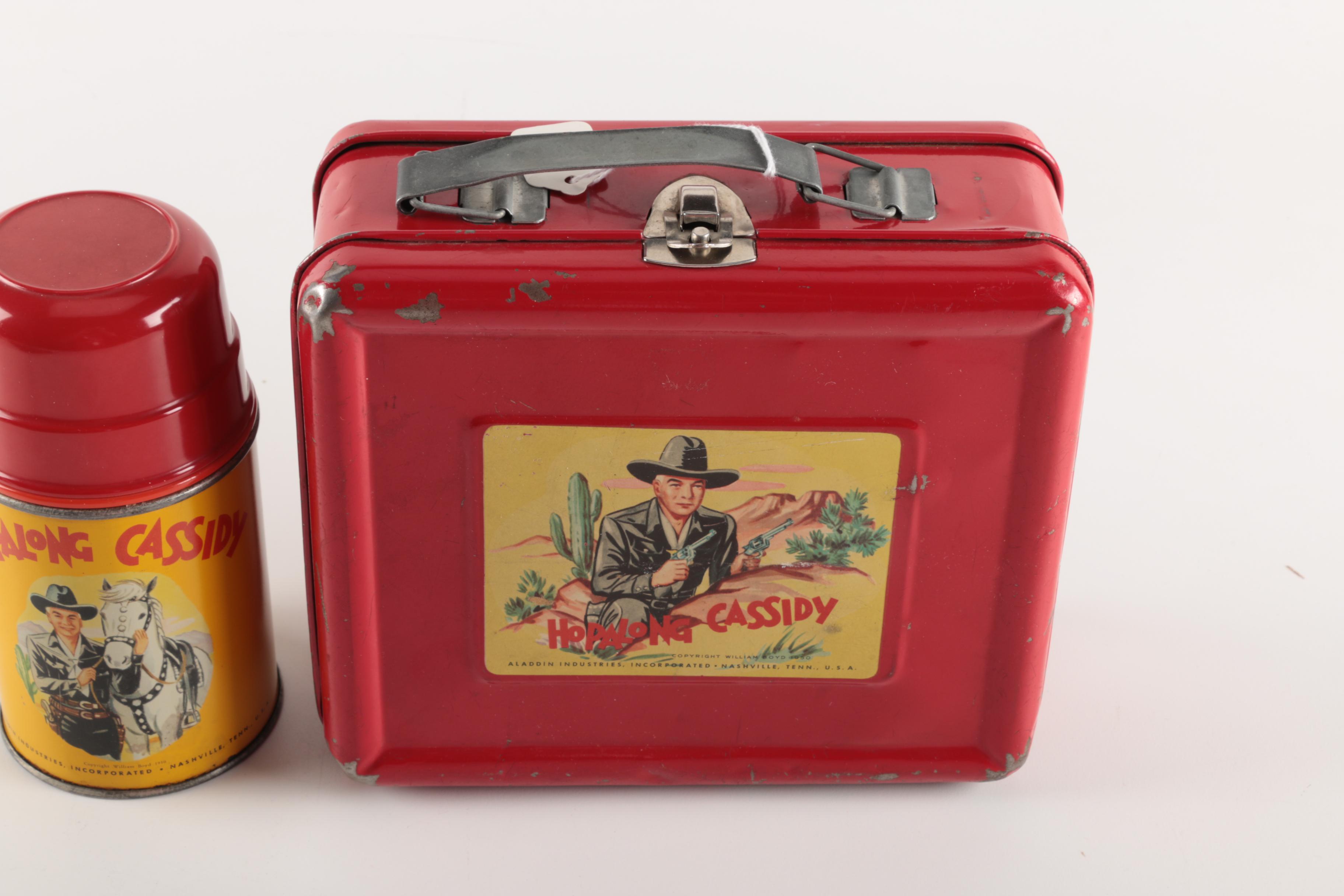Vintage Hopalong Cassidy Metal Lunch Box and Thermos