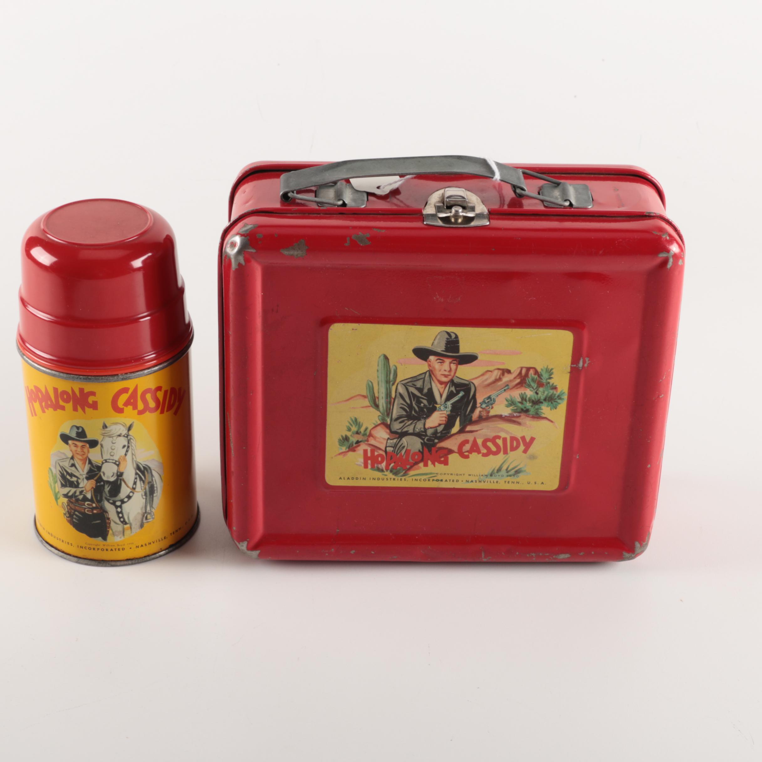Vintage Hopalong Cassidy Metal Lunch Box and Thermos