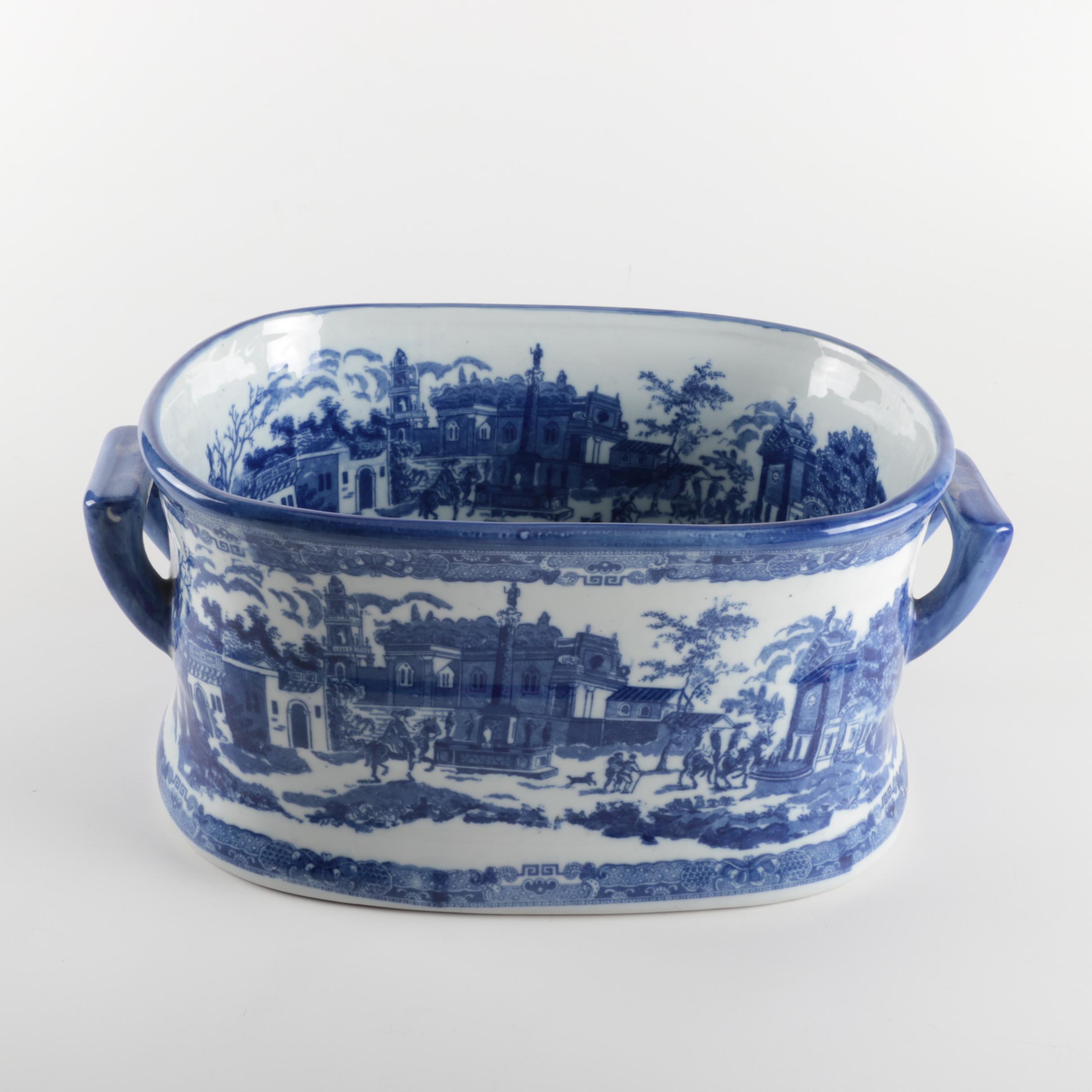 Three Hands Corp. Blue on White Transferware