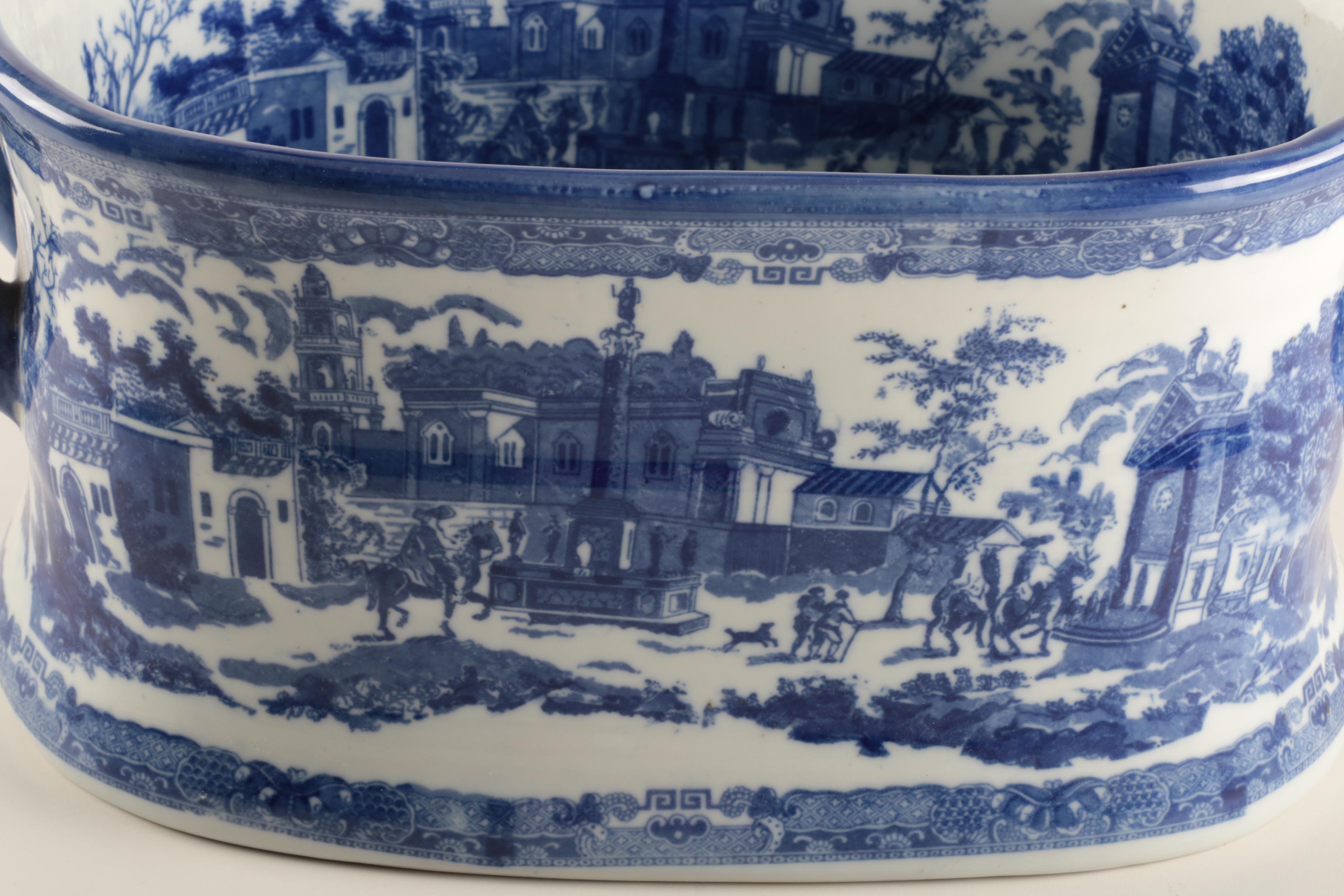 Three Hands Corp. Blue on White Transferware