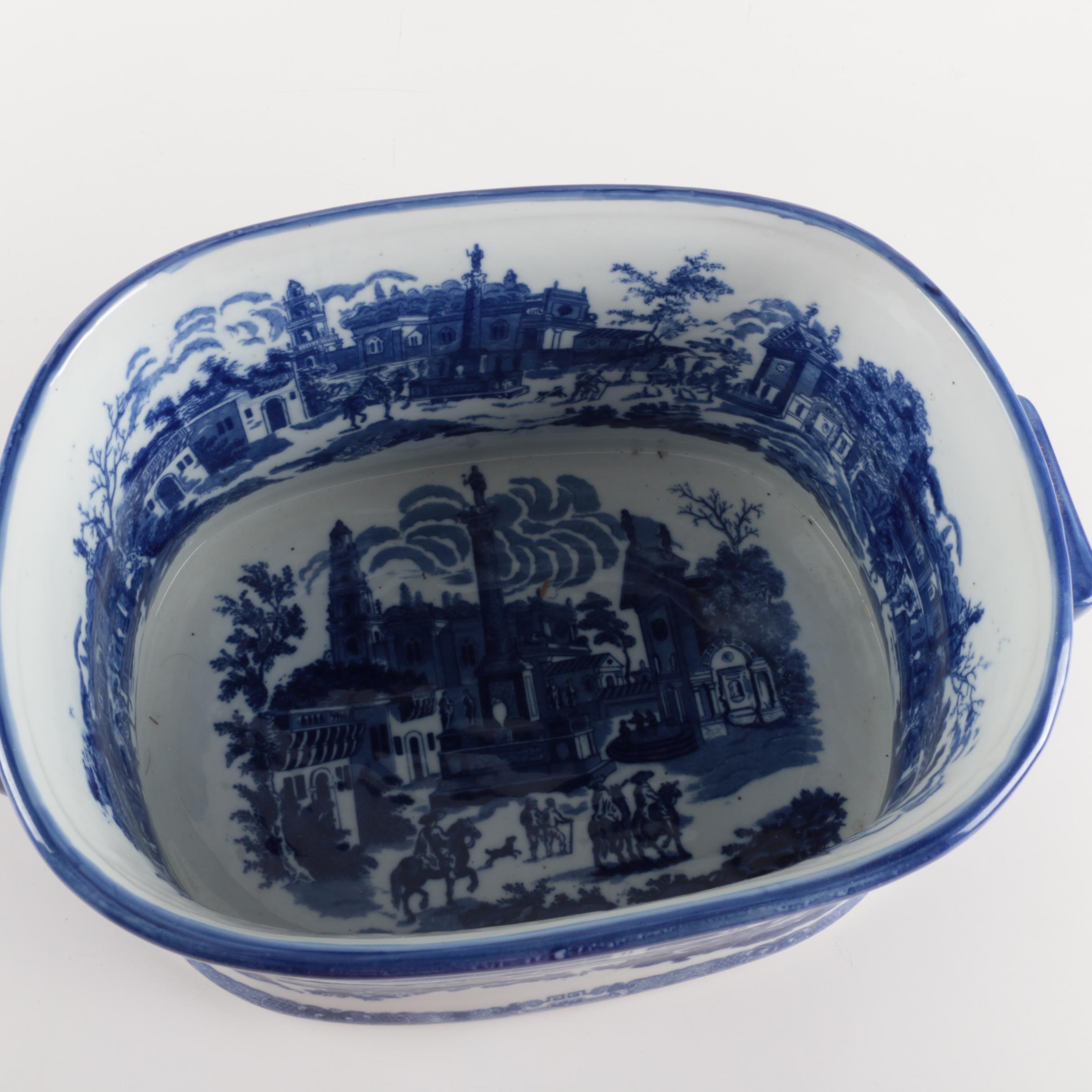 Three Hands Corp. Blue on White Transferware