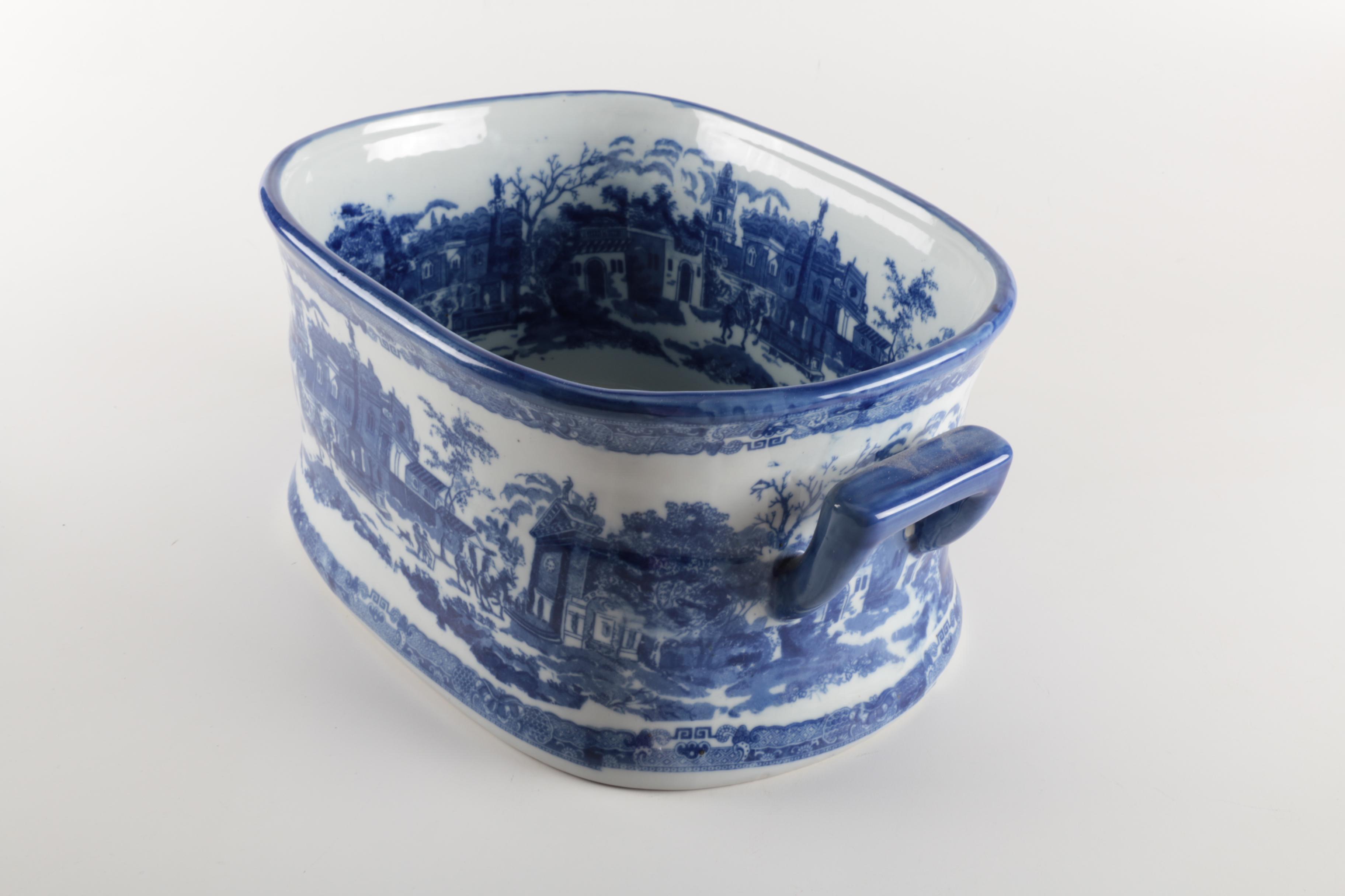 Three Hands Corp. Blue on White Transferware