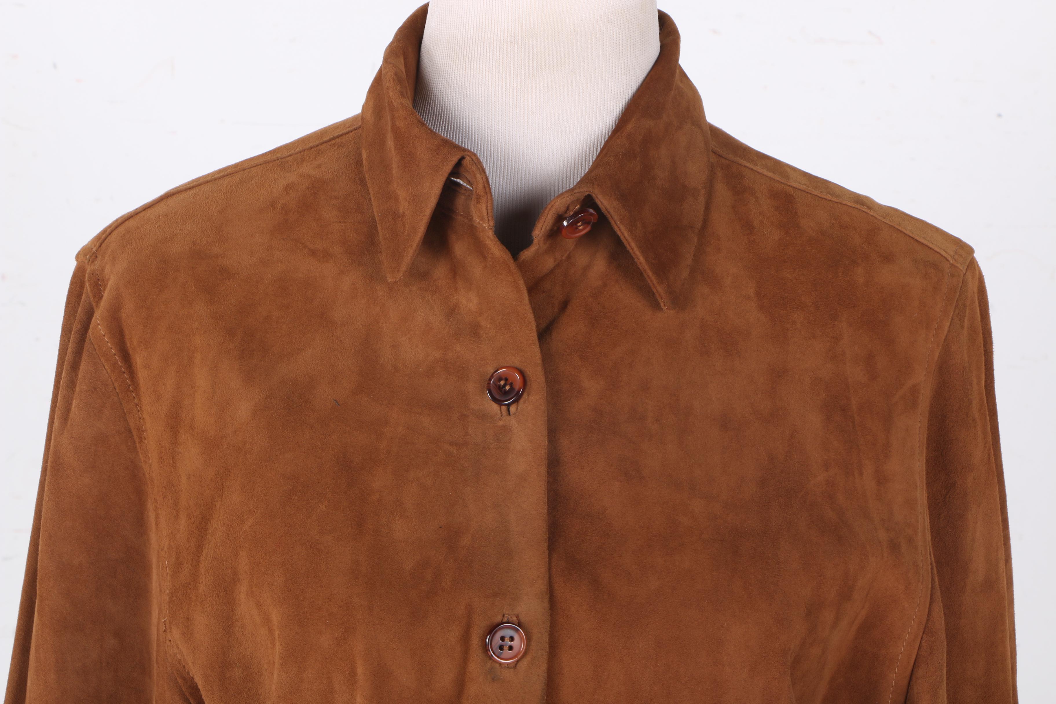 Women's Brown Faux Suede Shirt Jacket