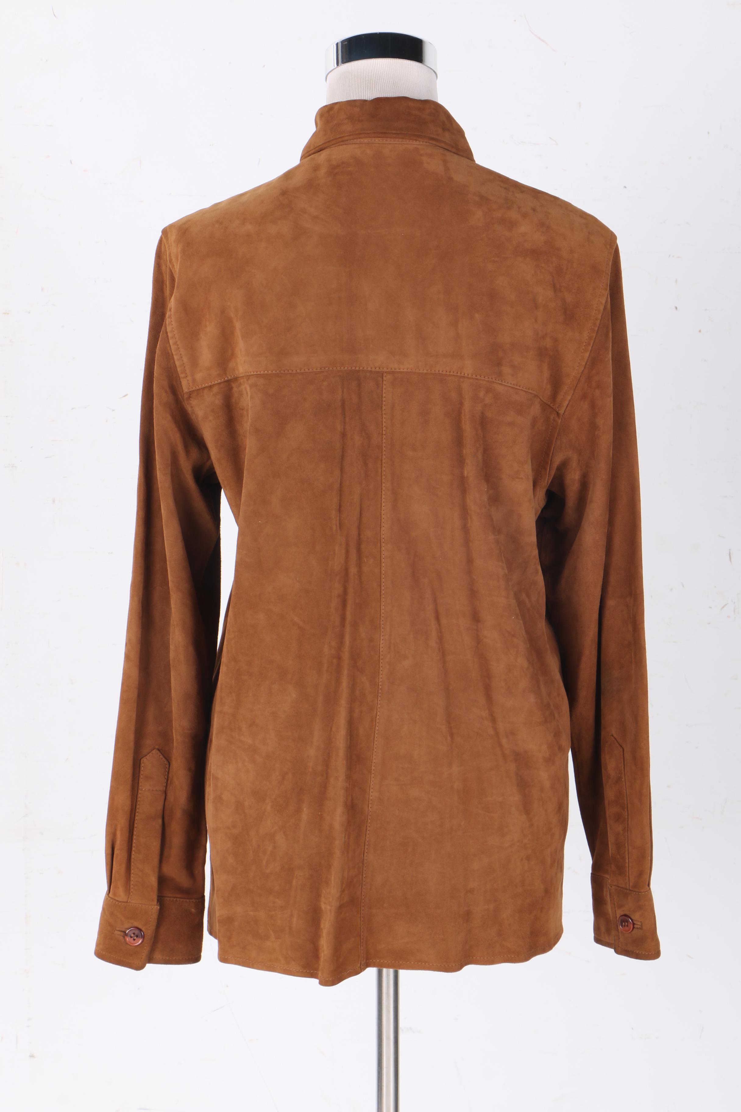 Women's Brown Faux Suede Shirt Jacket