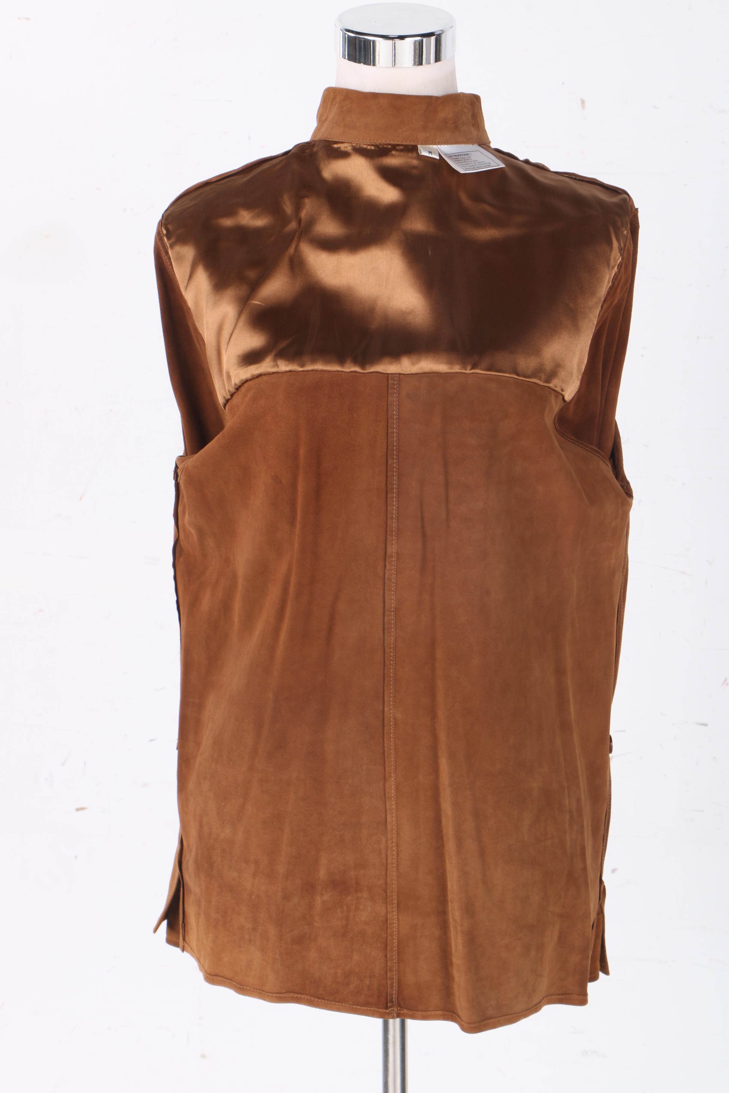 Women's Brown Faux Suede Shirt Jacket