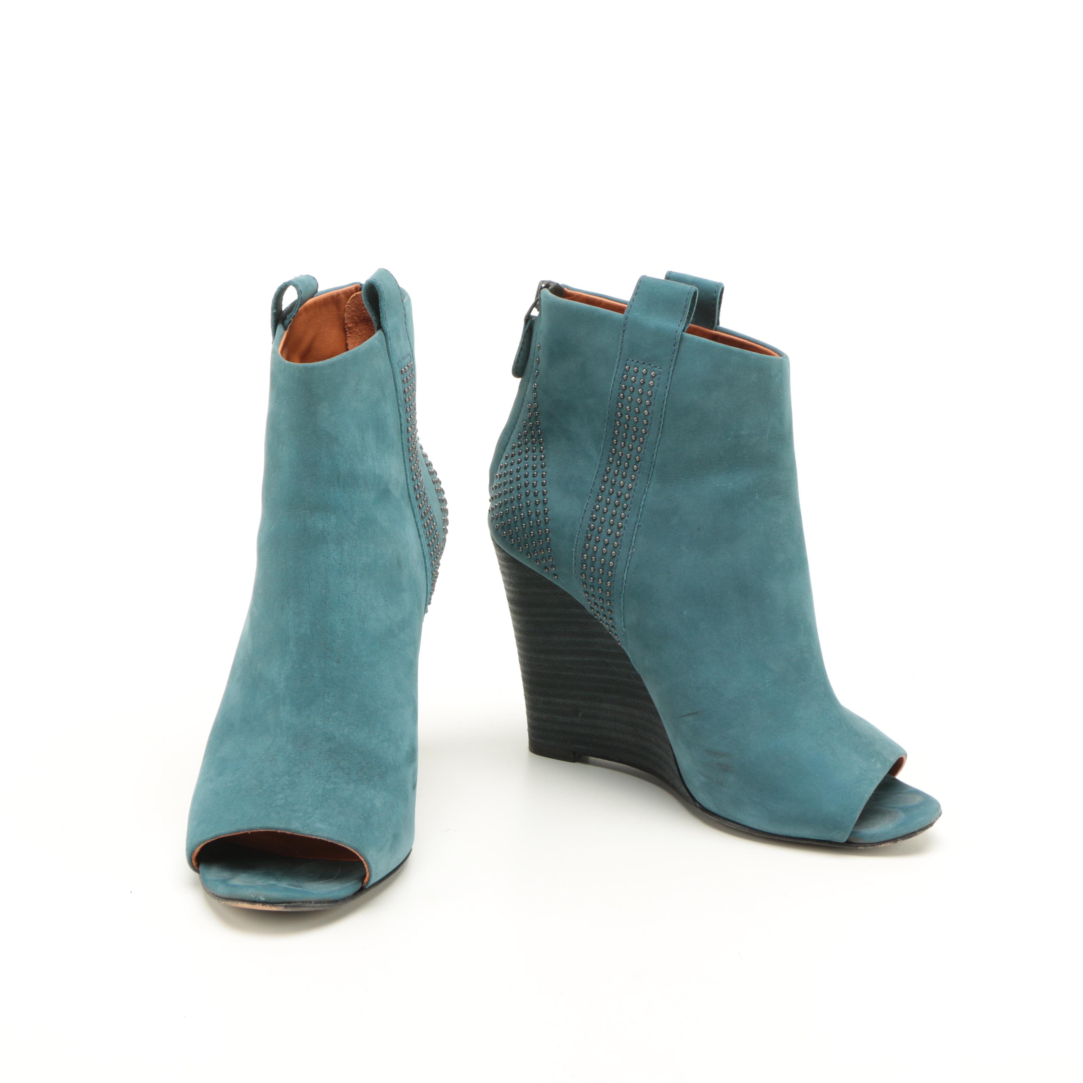 Rebecca Minkoff Teal Suede Wedge Boots
