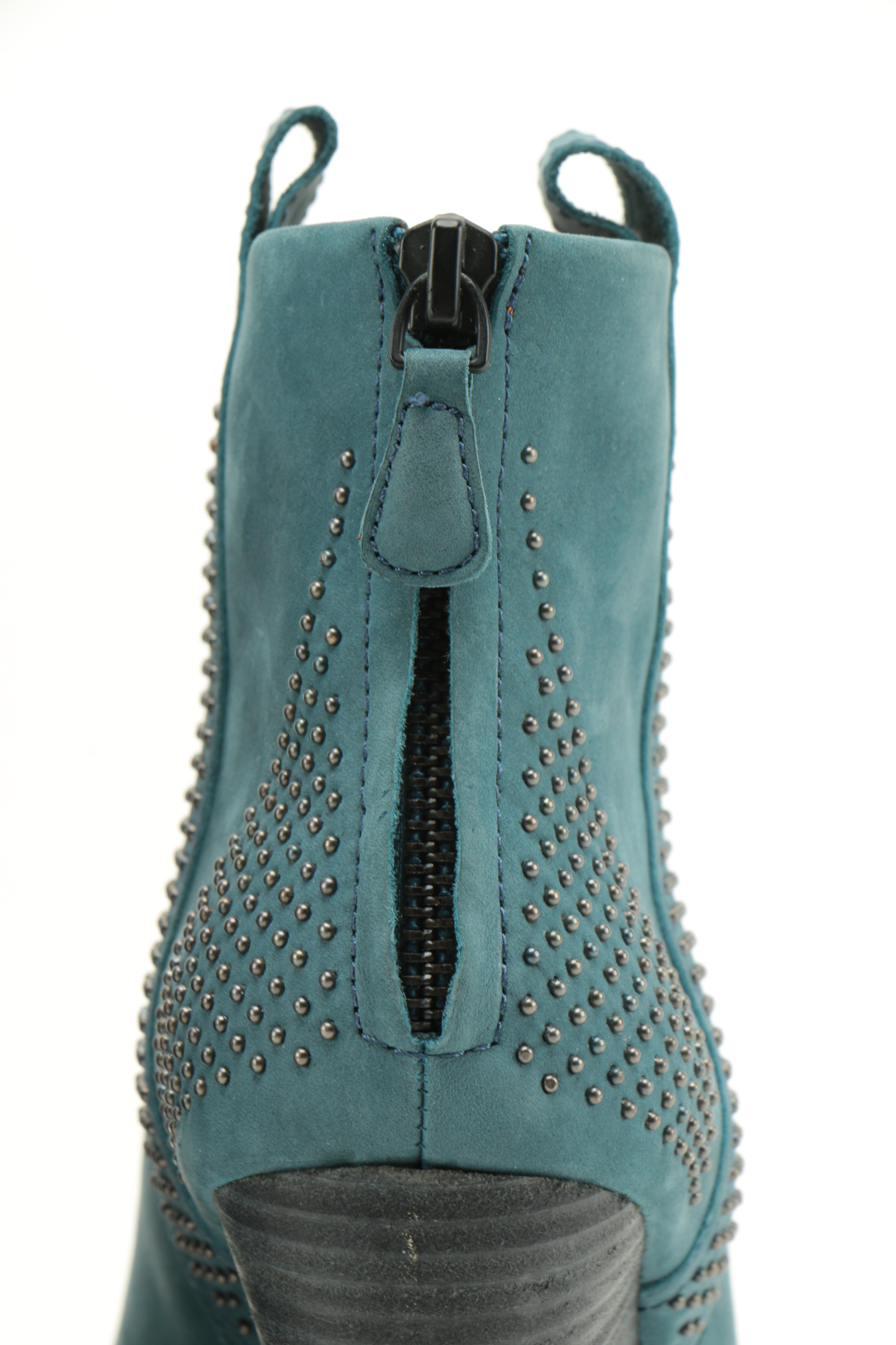 Rebecca Minkoff Teal Suede Wedge Boots