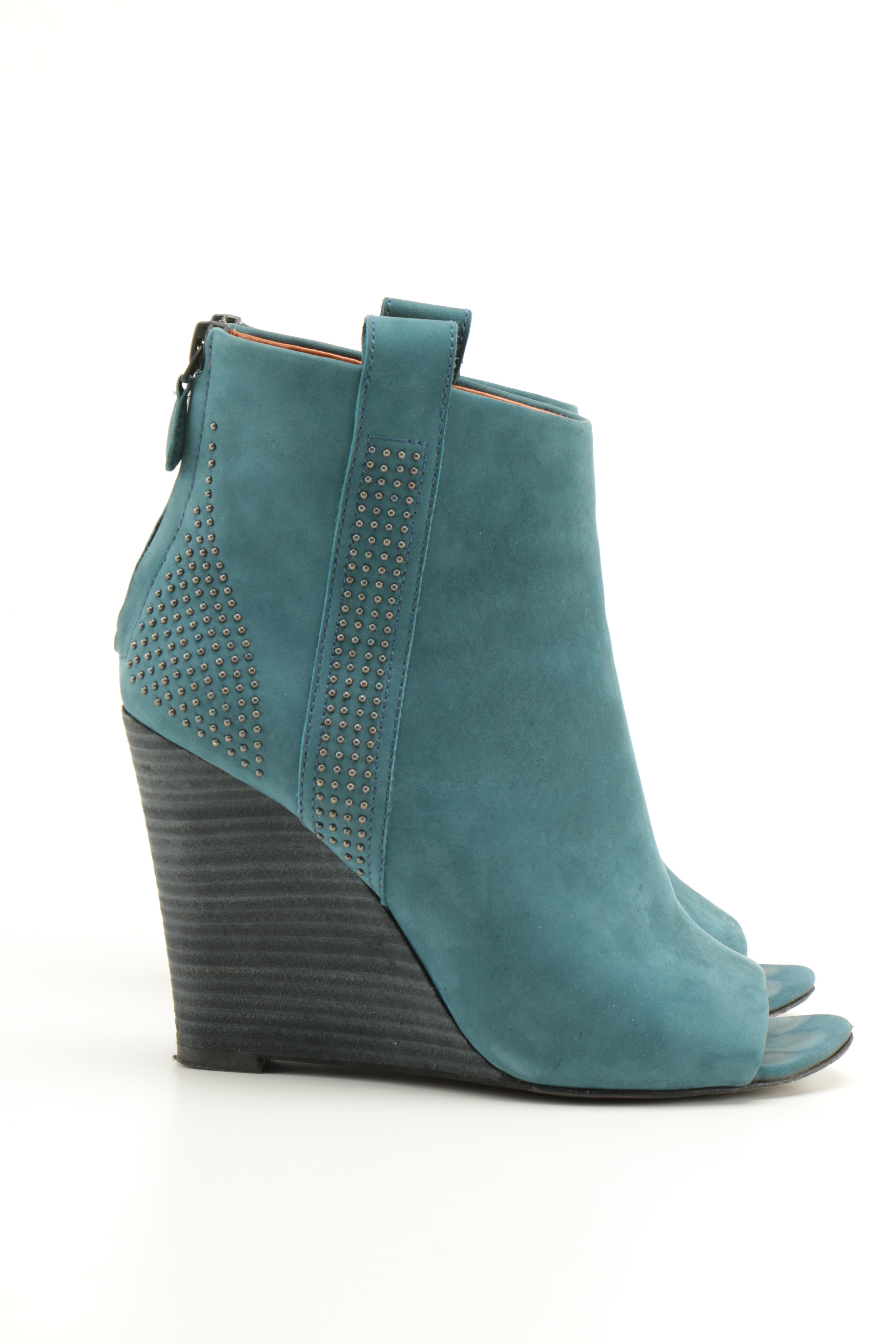 Rebecca Minkoff Teal Suede Wedge Boots