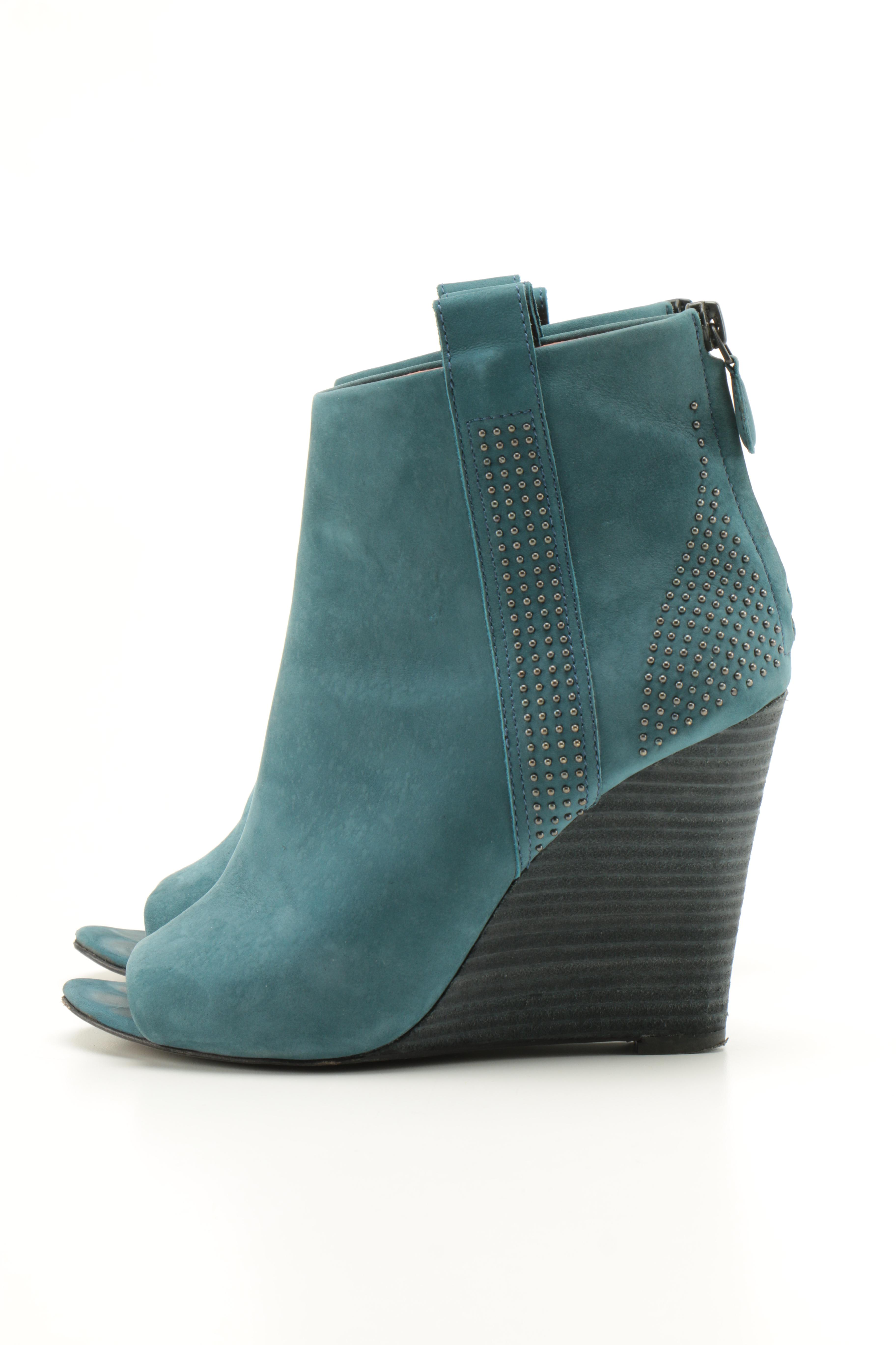 Rebecca Minkoff Teal Suede Wedge Boots