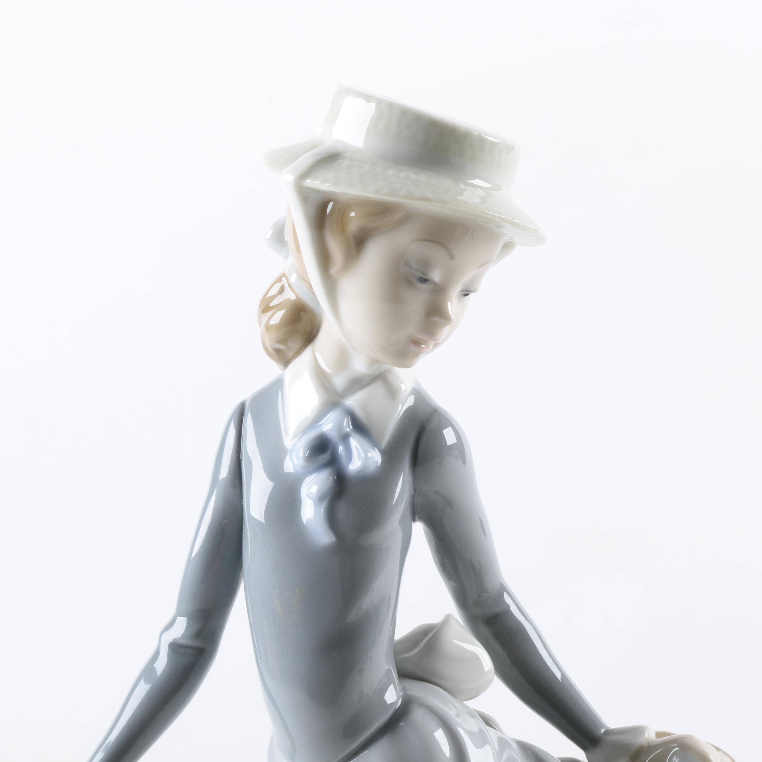 Lladró Lady with Parasol Porcelain Figurine