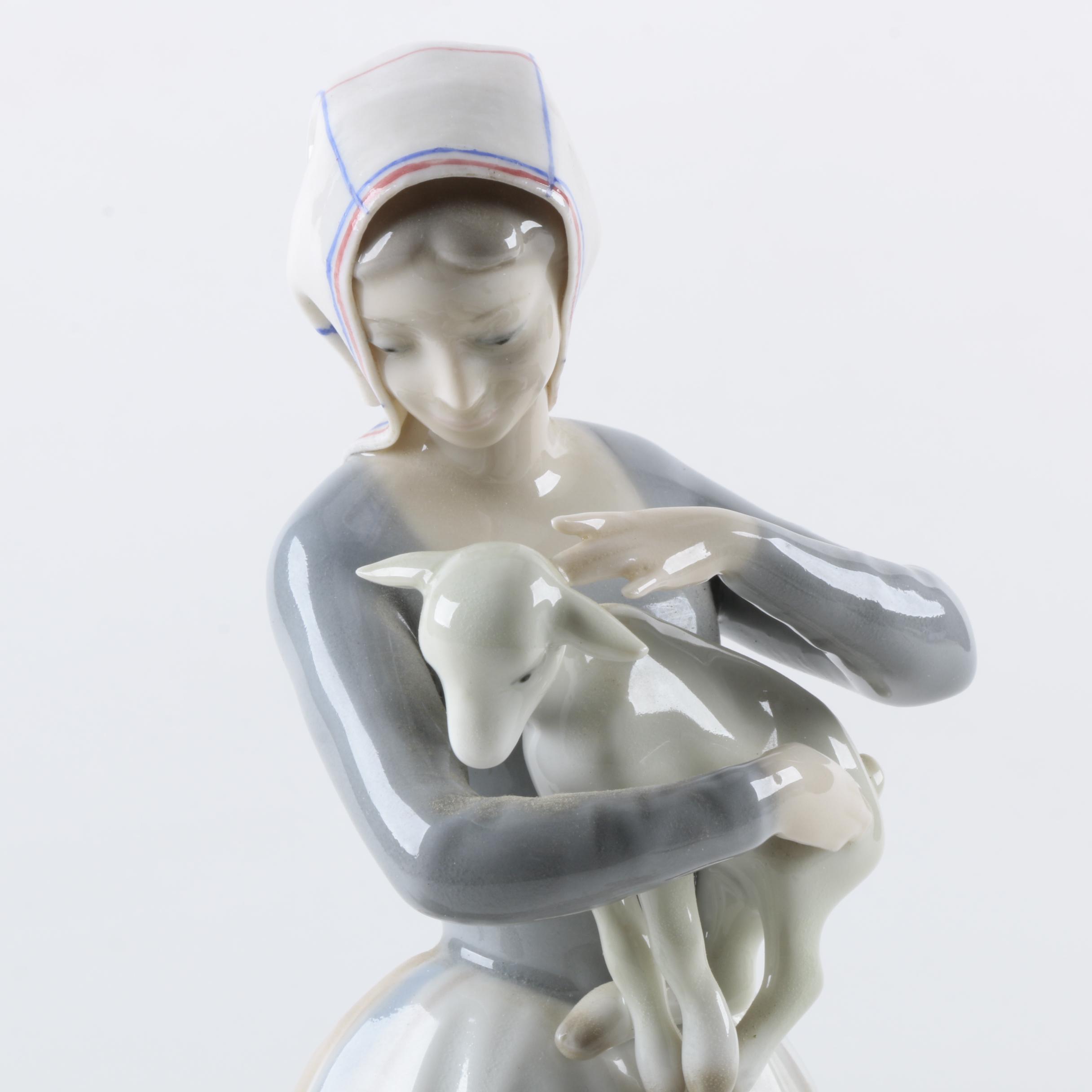 Lladró "Shepherdess with Goats" Figurine