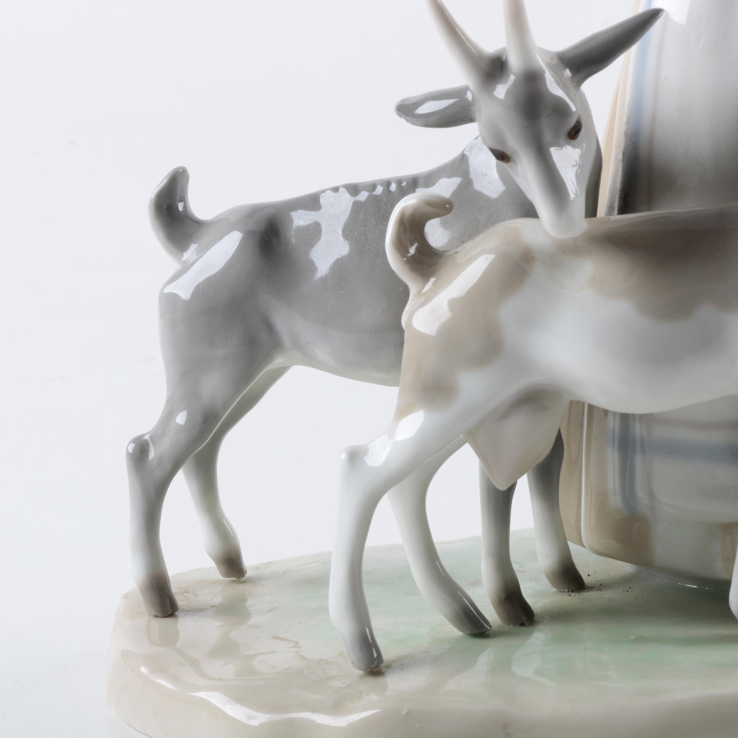 Lladró "Shepherdess with Goats" Figurine