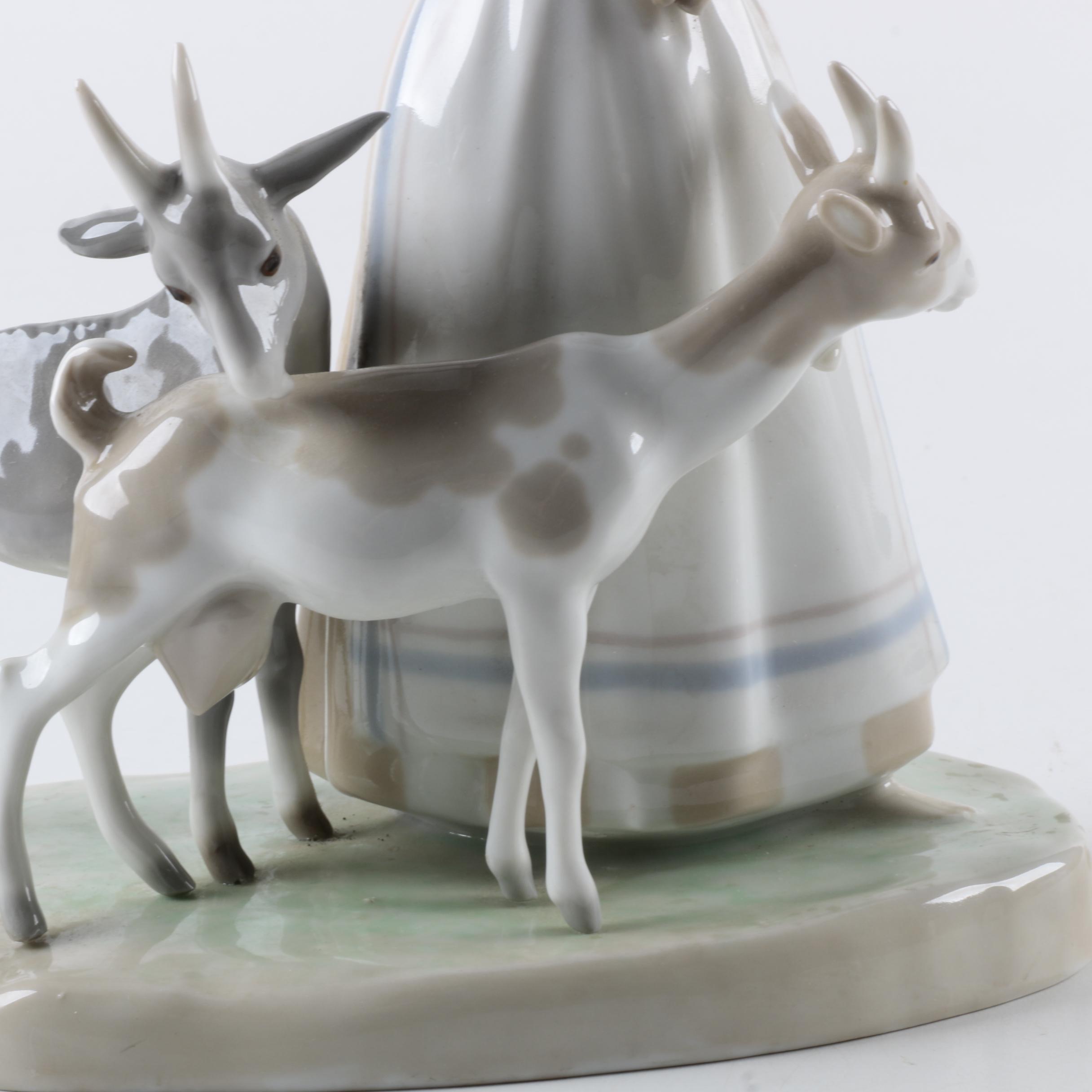 Lladró "Shepherdess with Goats" Figurine