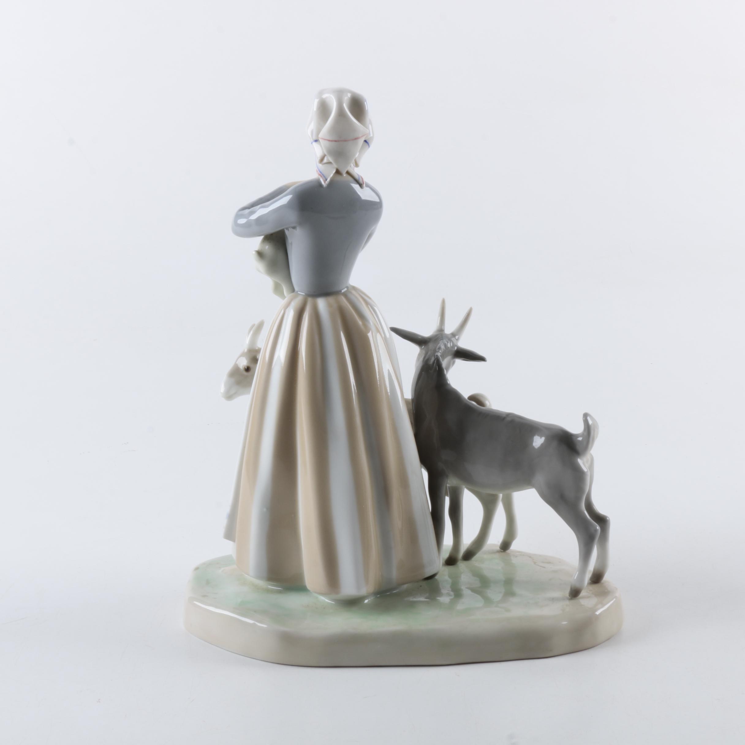 Lladró "Shepherdess with Goats" Figurine