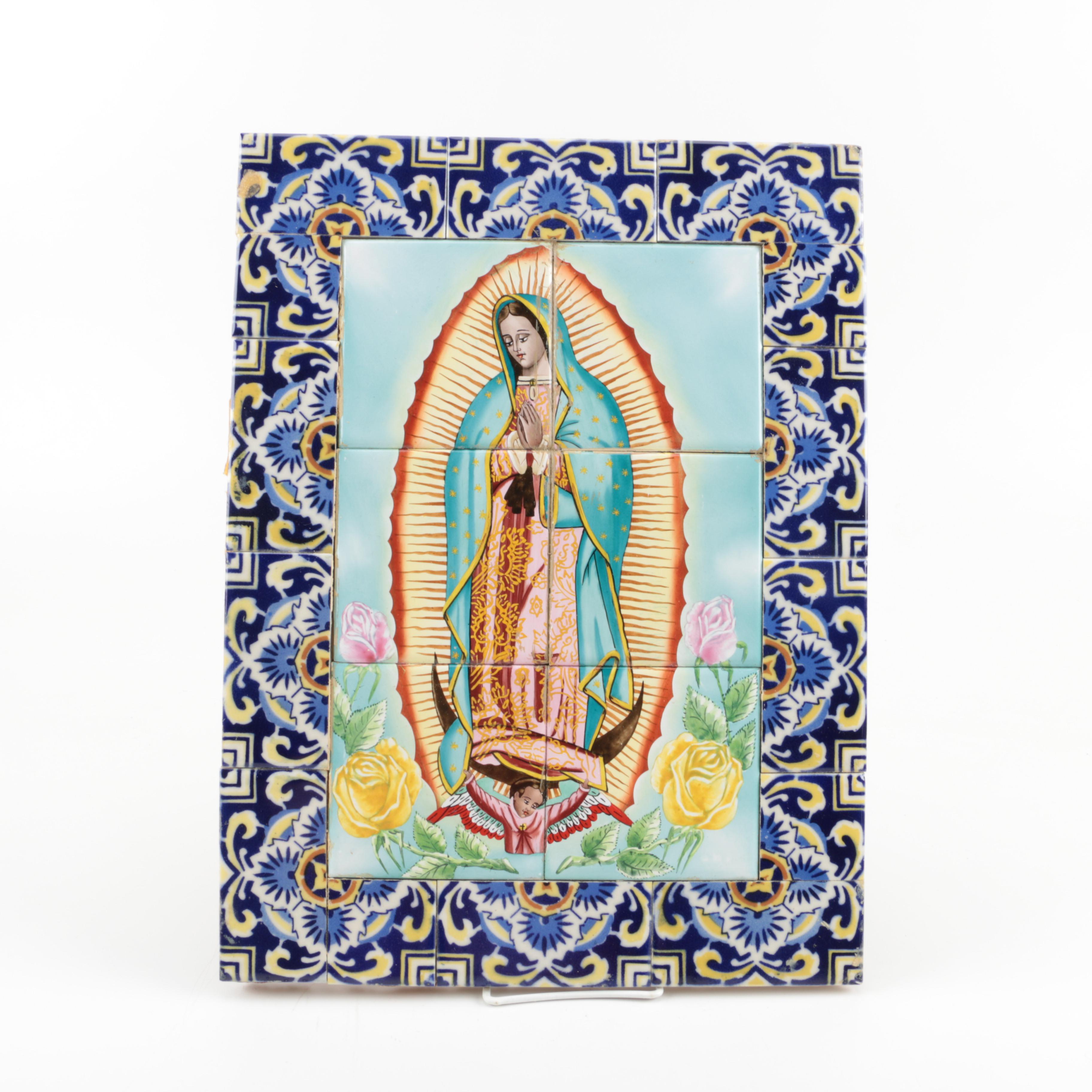 "Our Lady of Guadalupe" Tile Mural Wall Hanging