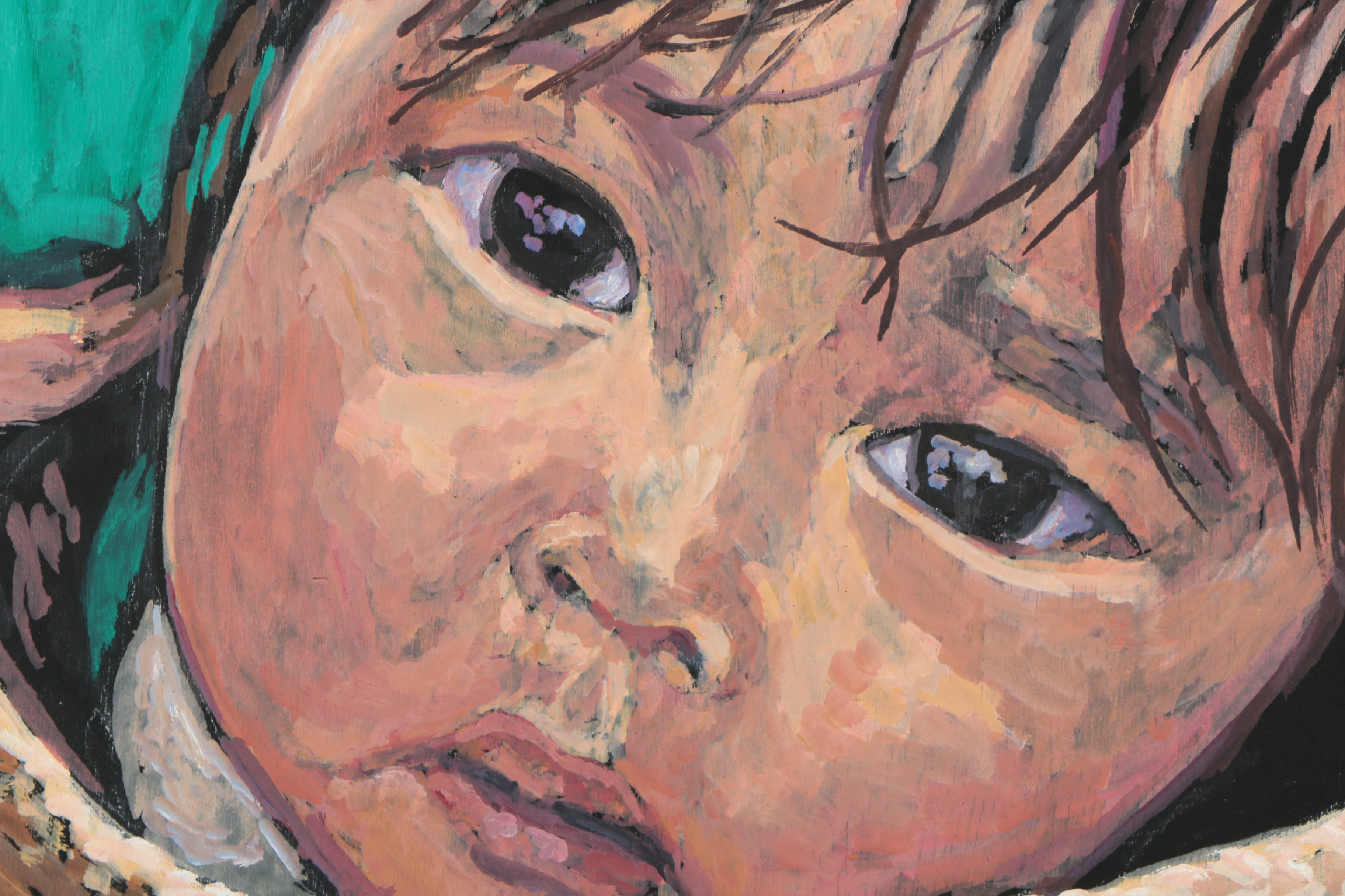 Evelyn Borchard Metzger Oil Painting on Board "Tibetan Baby"