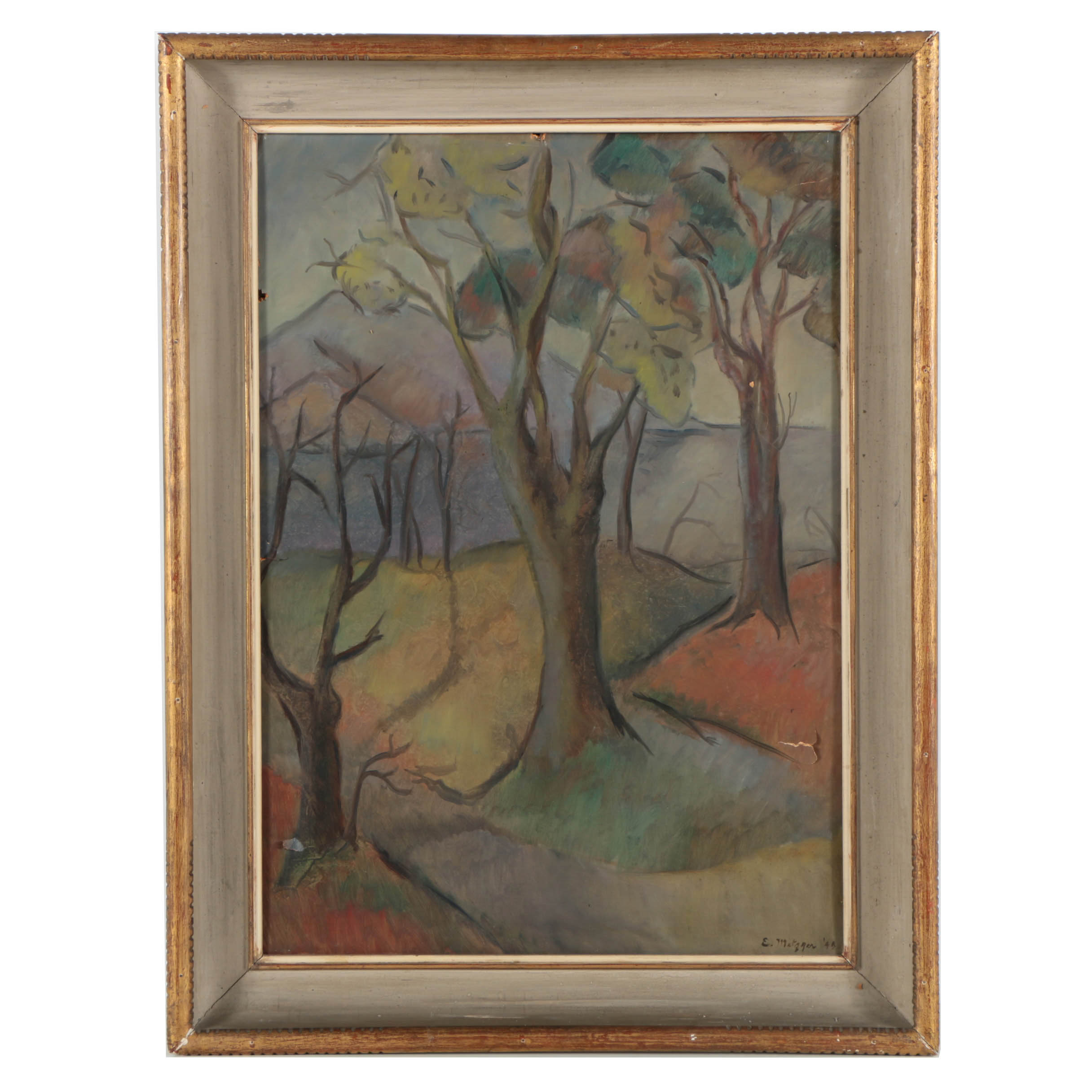 Evelyn Borchard Metzger Acrylic Painting on Panel "Llao Llao Trees"