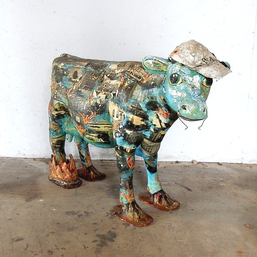 Decoupage Fiberglass Cow