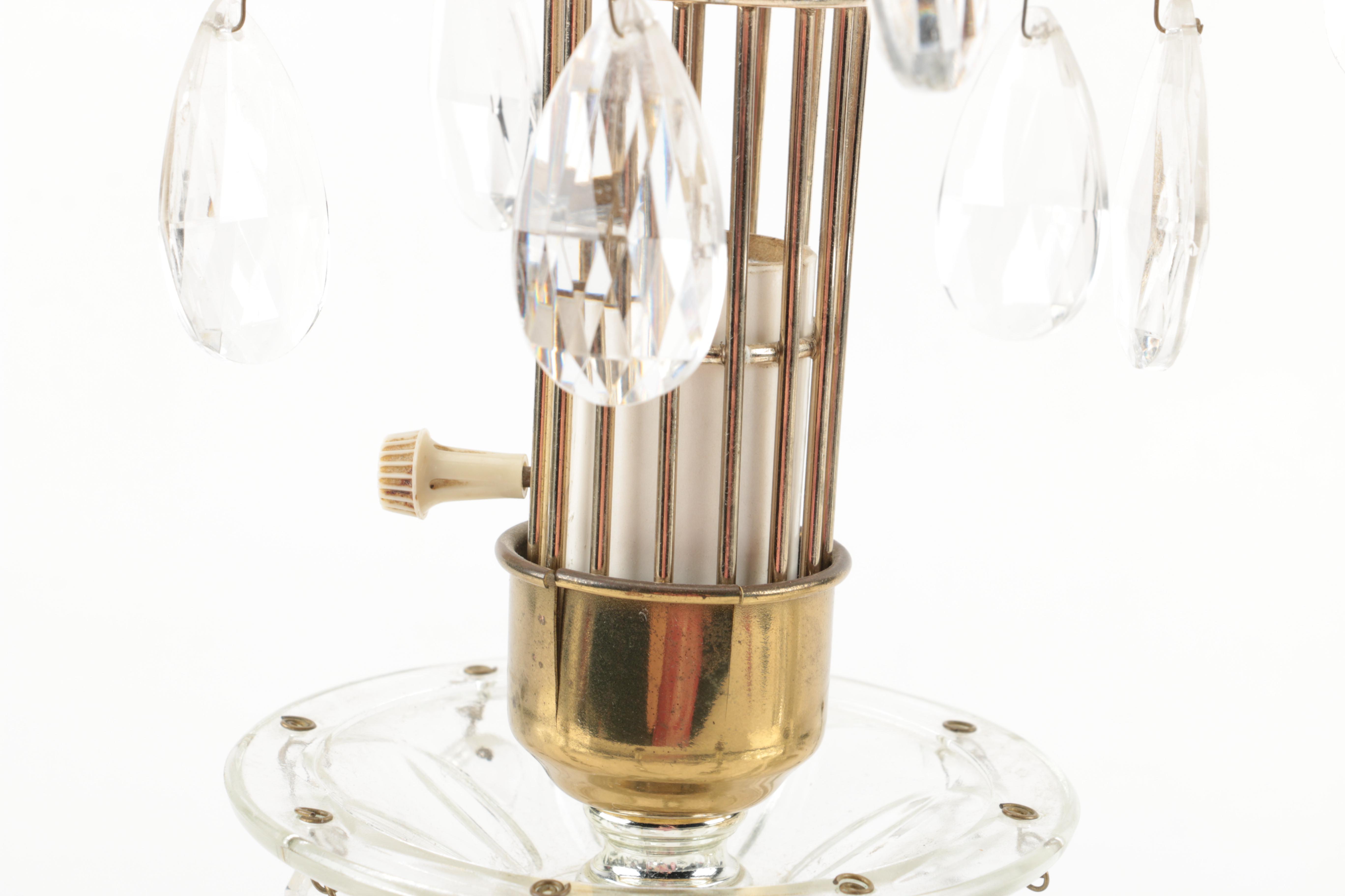 Candelabra Glass and Brass Accent Lamps