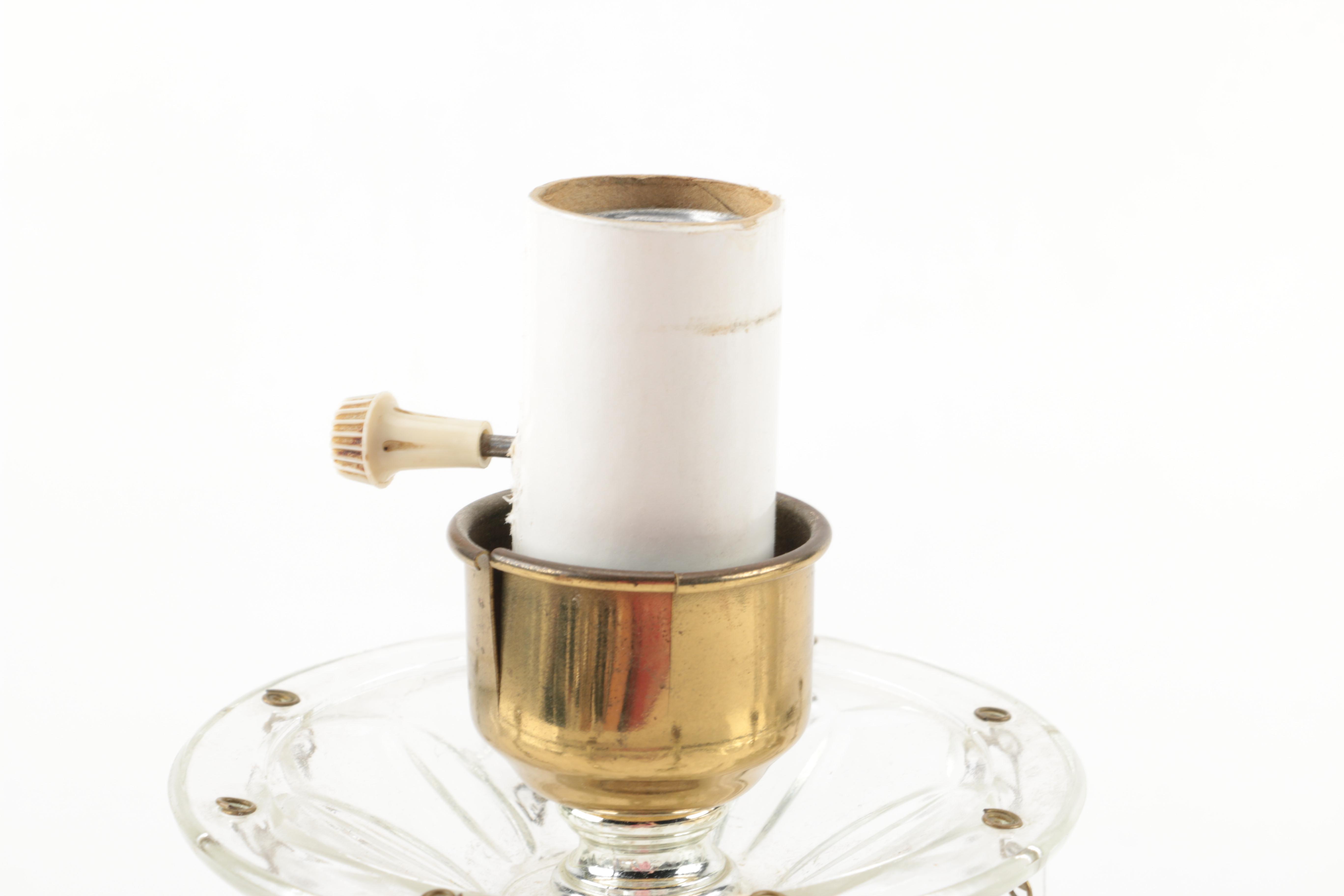 Candelabra Glass and Brass Accent Lamps