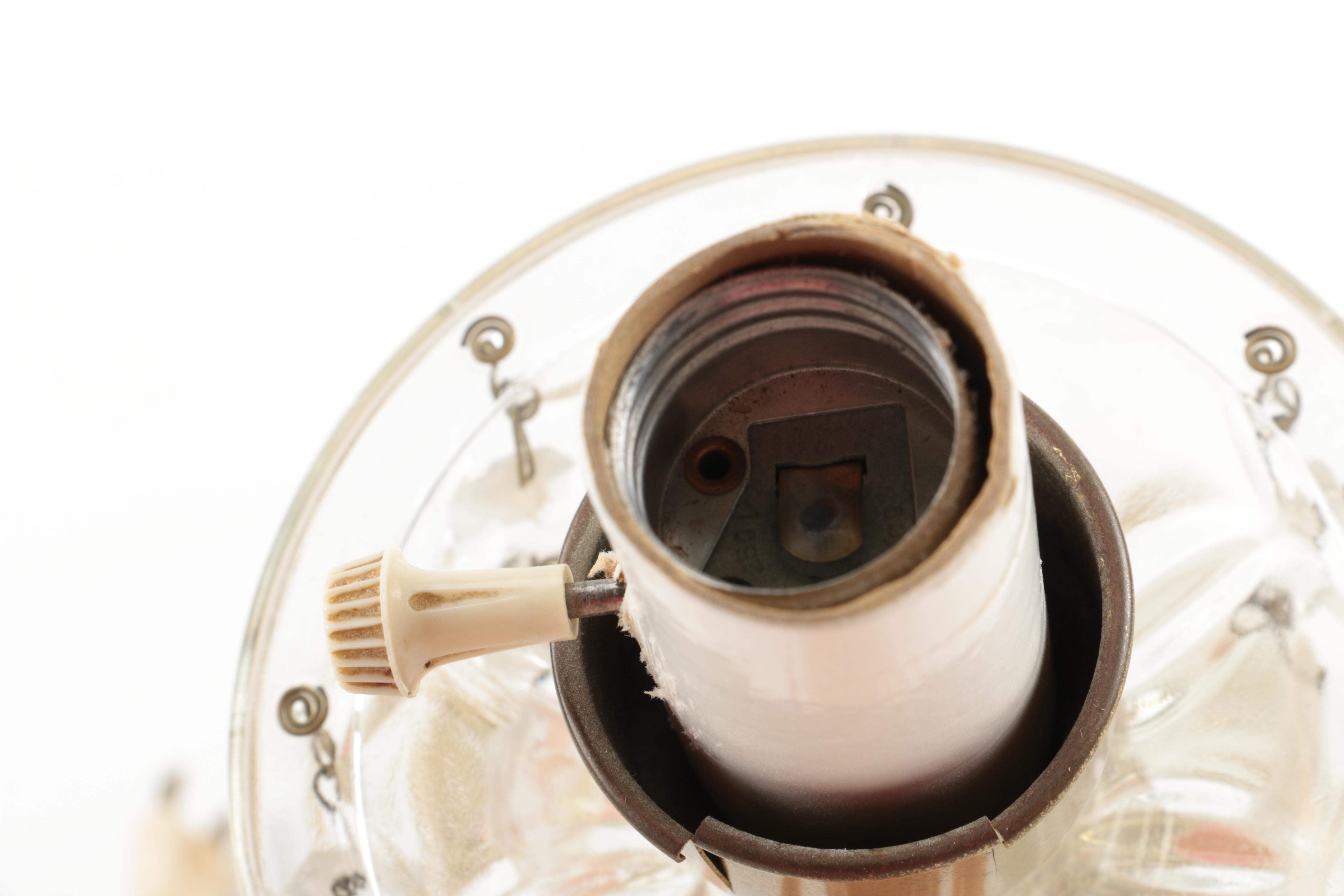 Candelabra Glass and Brass Accent Lamps