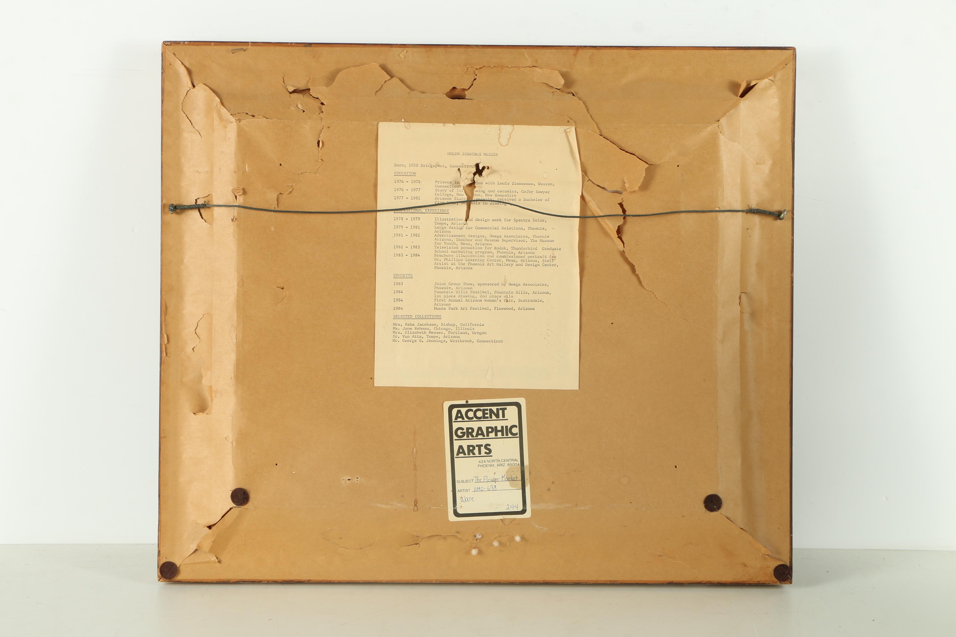 Helen J. Messer Oil Painting on Canvas "The Flower Market"