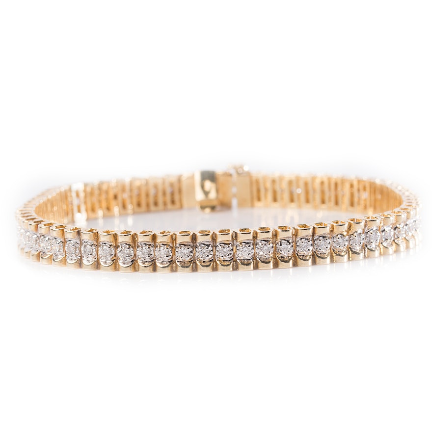 14K Yellow Gold 1.02 CTW Diamond Line Bracelet