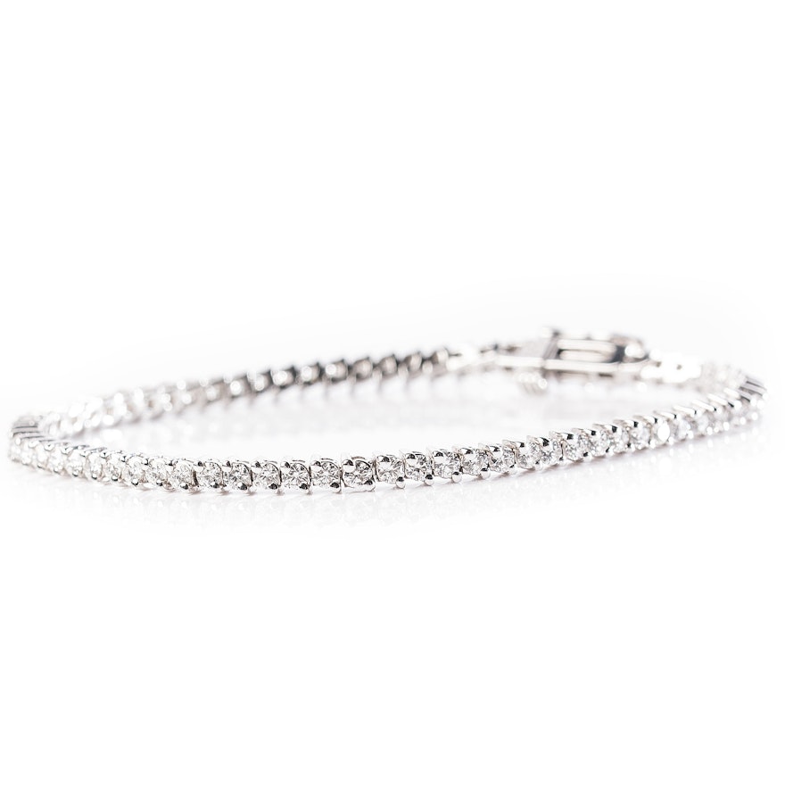 14K White Gold 3.00 CTW Diamond Tennis Bracelet