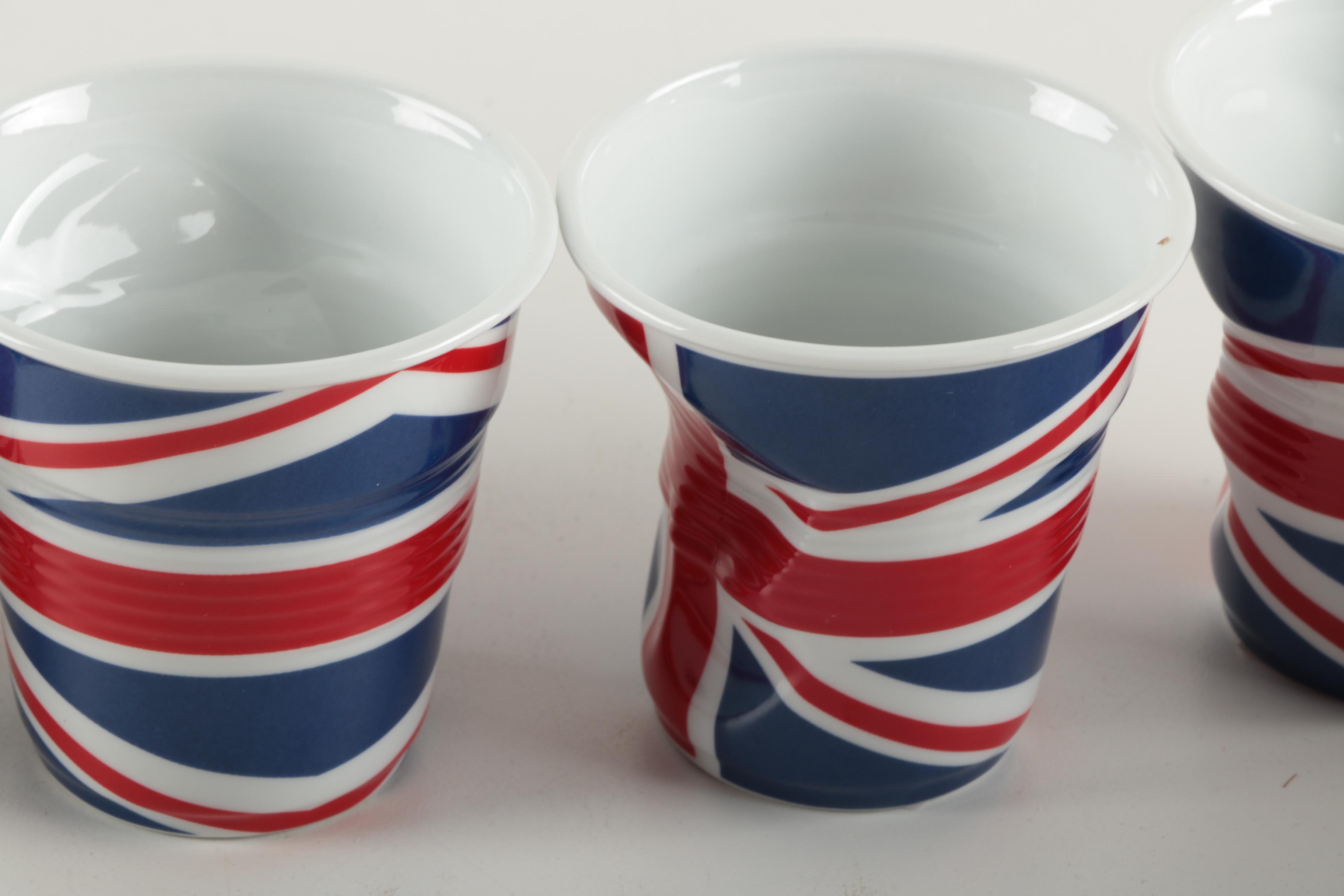 British Flag Themed Crumpled Ceramic Cups by Revol