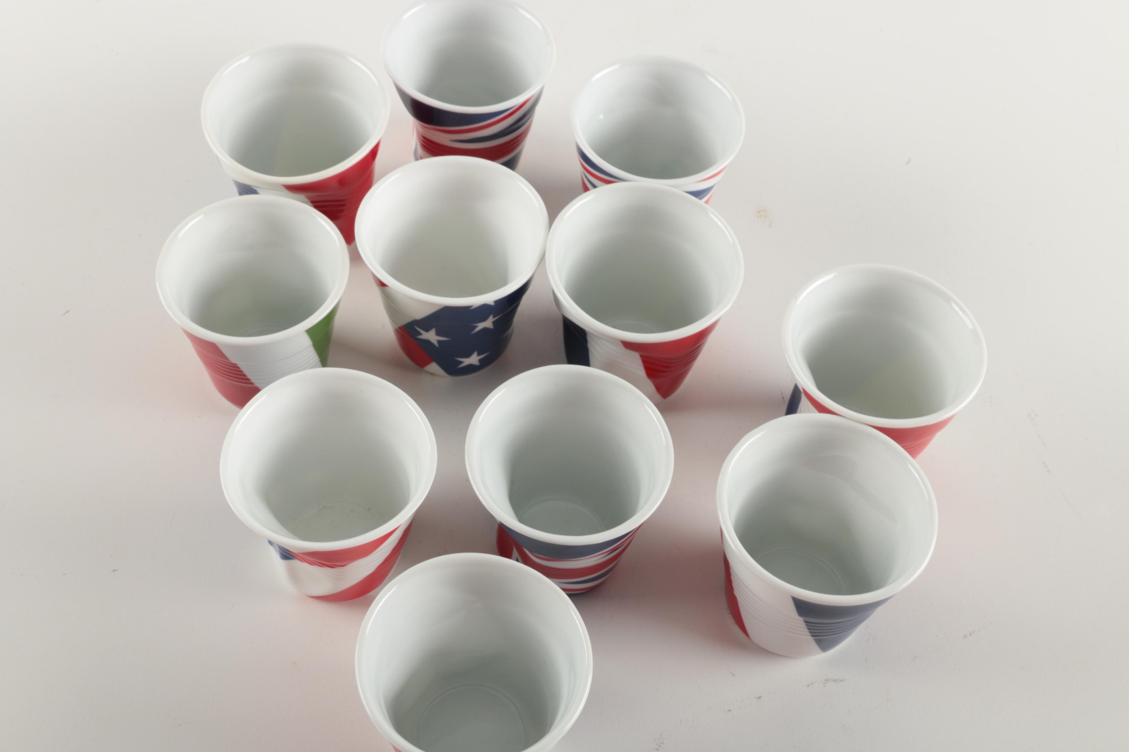 Revol France by Beatrice Péne Country Flag Themed "Crumpled" Cups