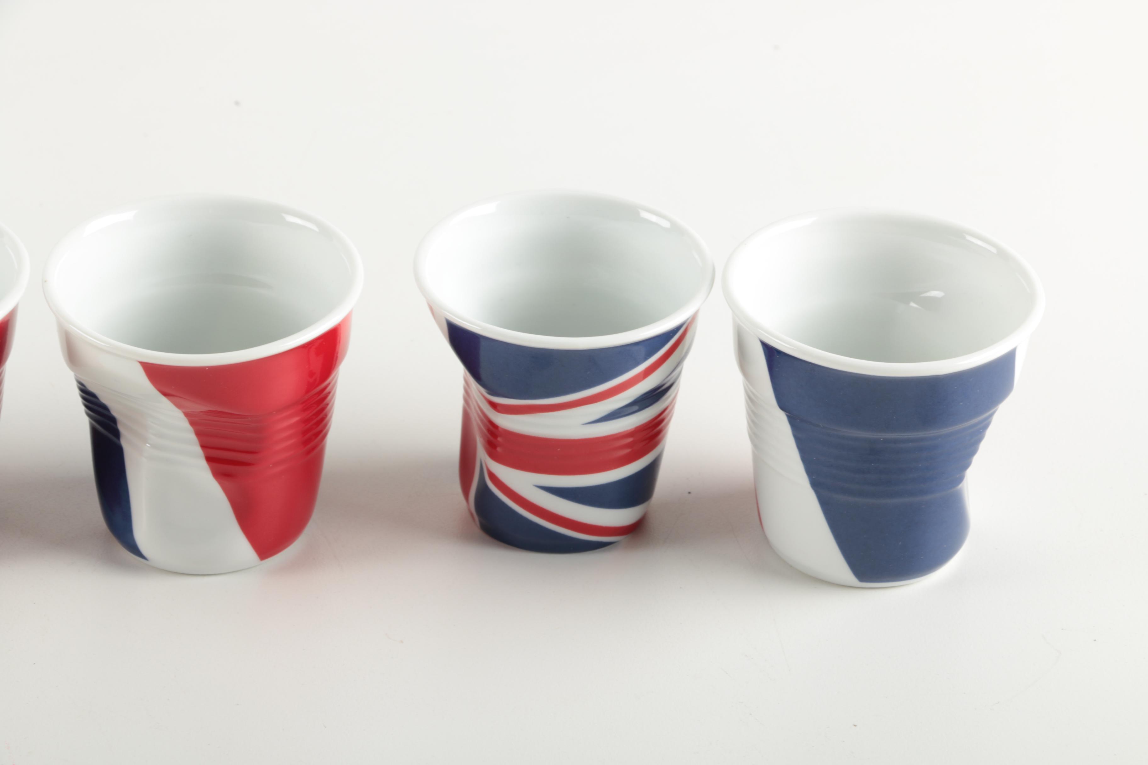 Revol France by Beatrice Péne Country Flag Themed "Crumpled" Cups