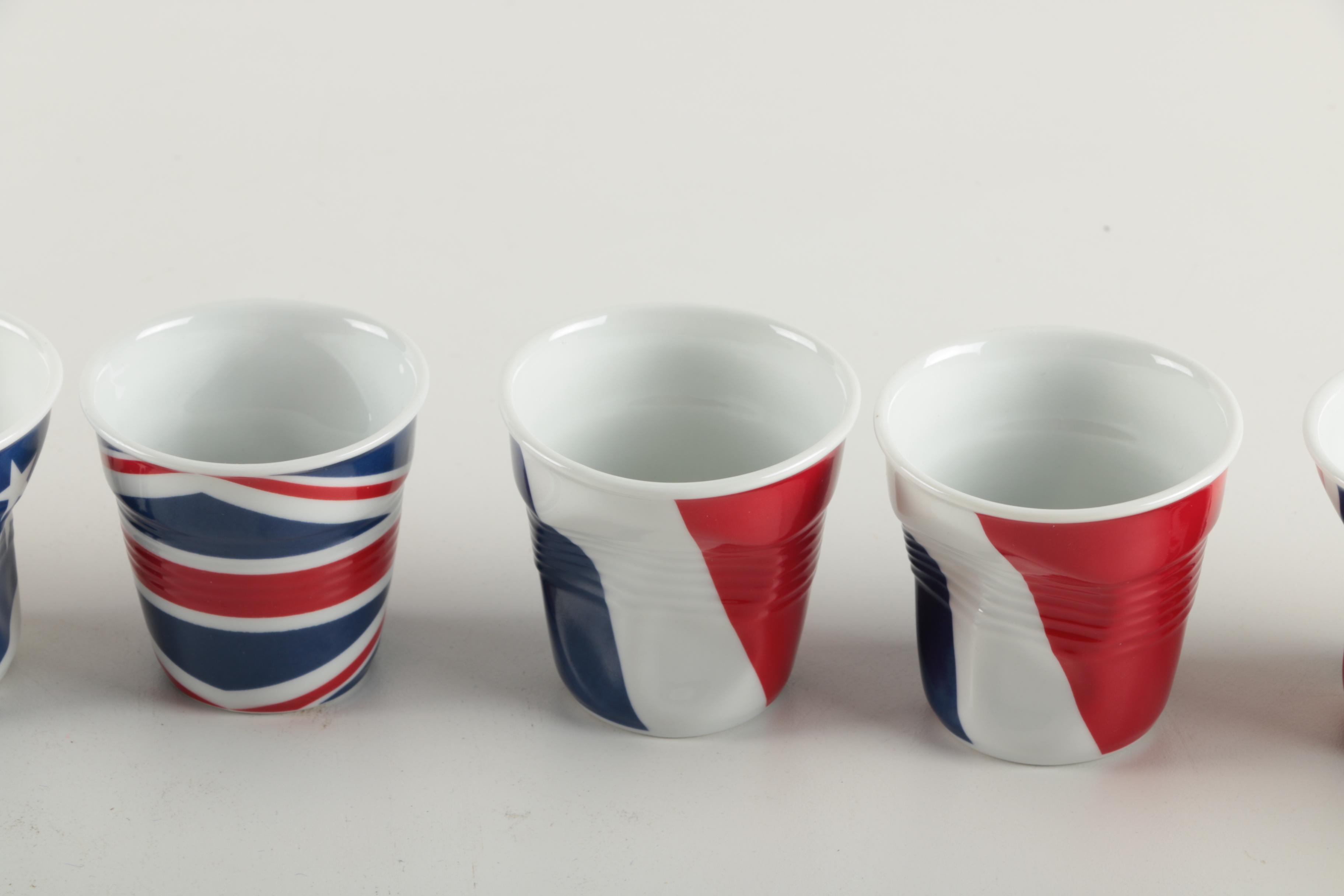Revol France by Beatrice Péne Country Flag Themed "Crumpled" Cups