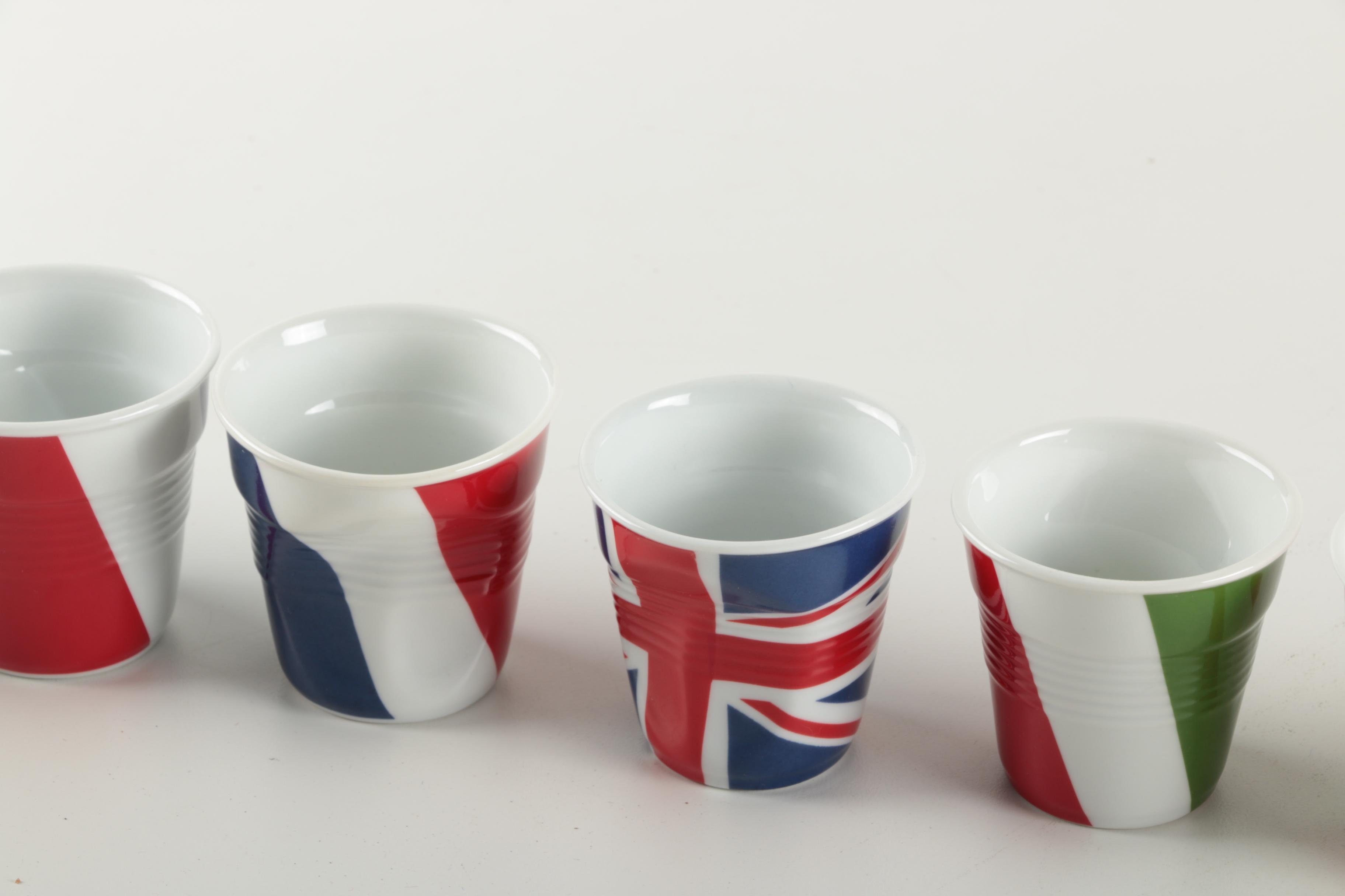 Revol France by Beatrice Péne Country Flag Themed "Crumpled" Cups