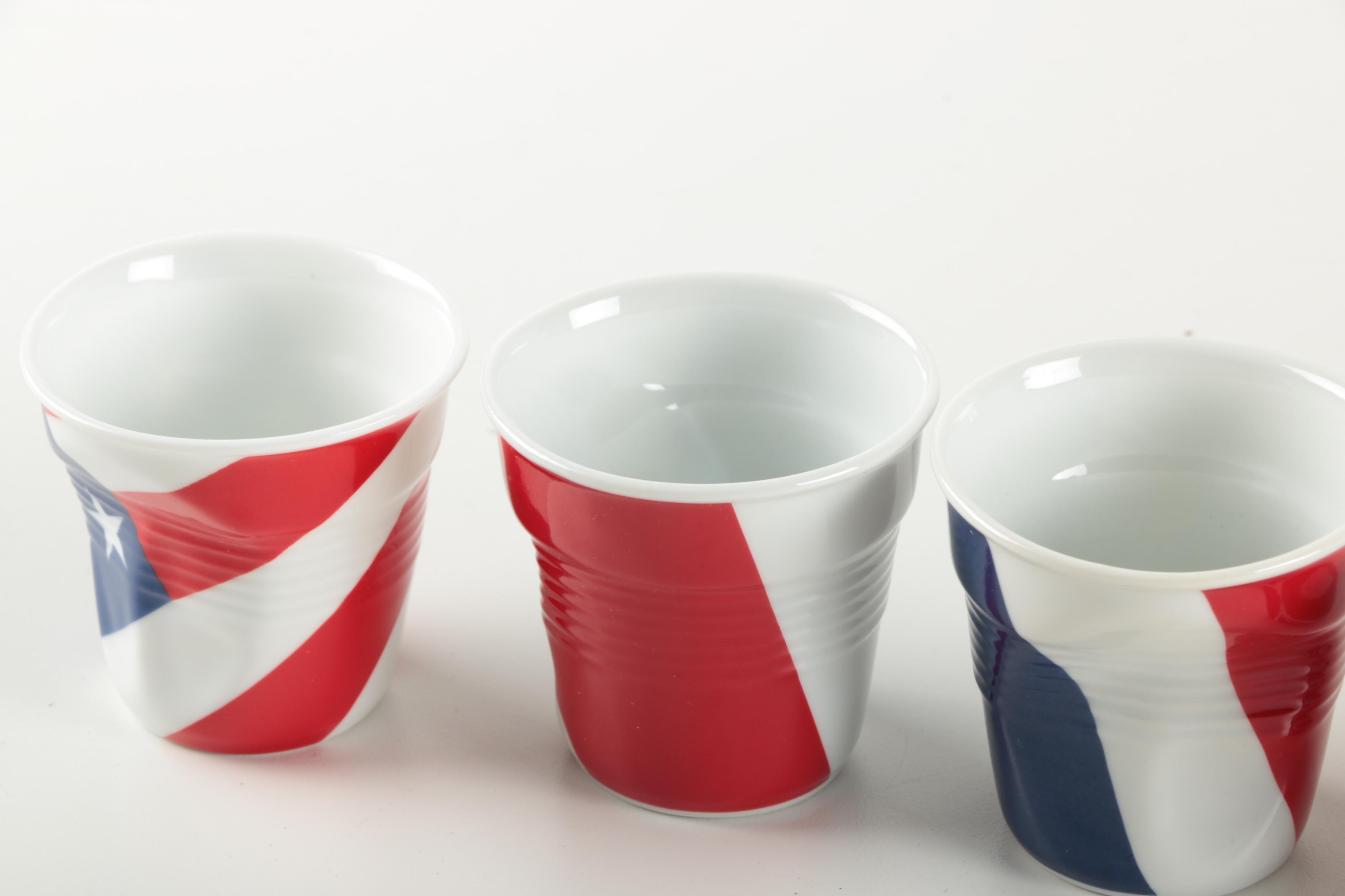 Revol France by Beatrice Péne Country Flag Themed "Crumpled" Cups