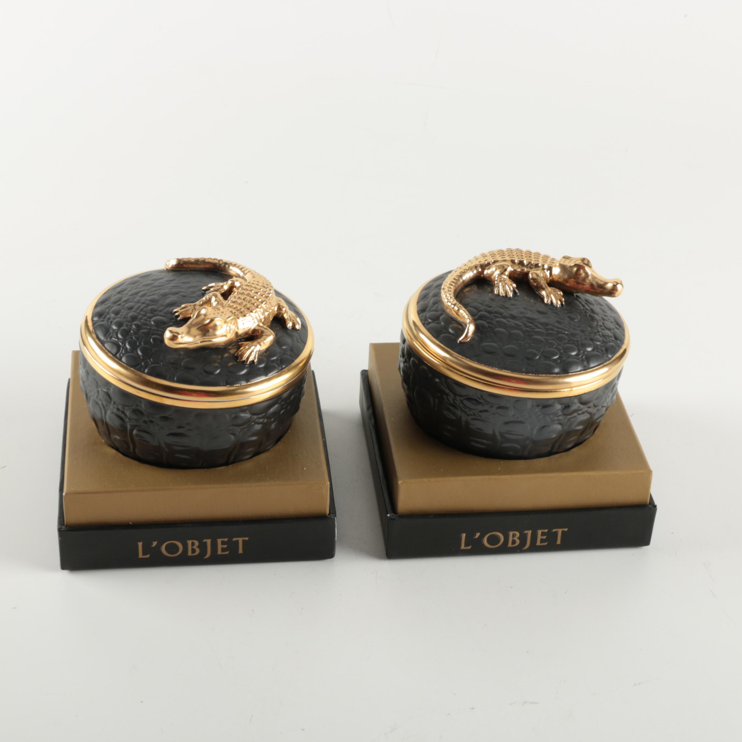 Pair of L'Objet Ornate Candles
